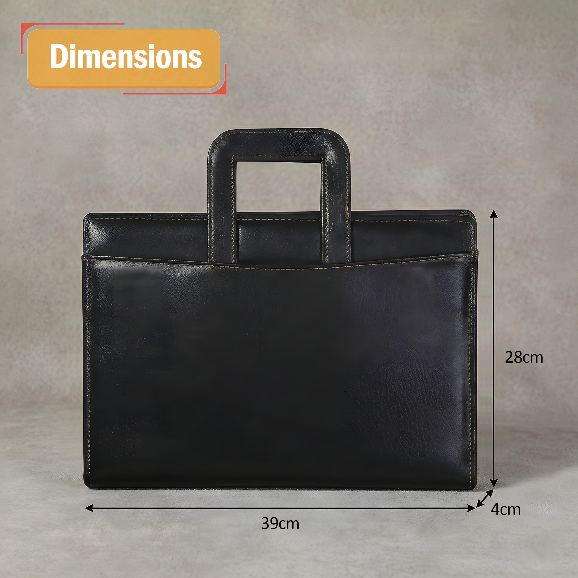 Leather Document File Folder with Handle A4 Certificate HolderTablet Pocket2 Ring Binder with Multiple Card Slots  Black