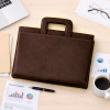 Leather Document File Folder with Handle| A4 Certificate Holder/Tablet Pocket/2 Ring Binder with Multiple Card Slots | Dark Brown