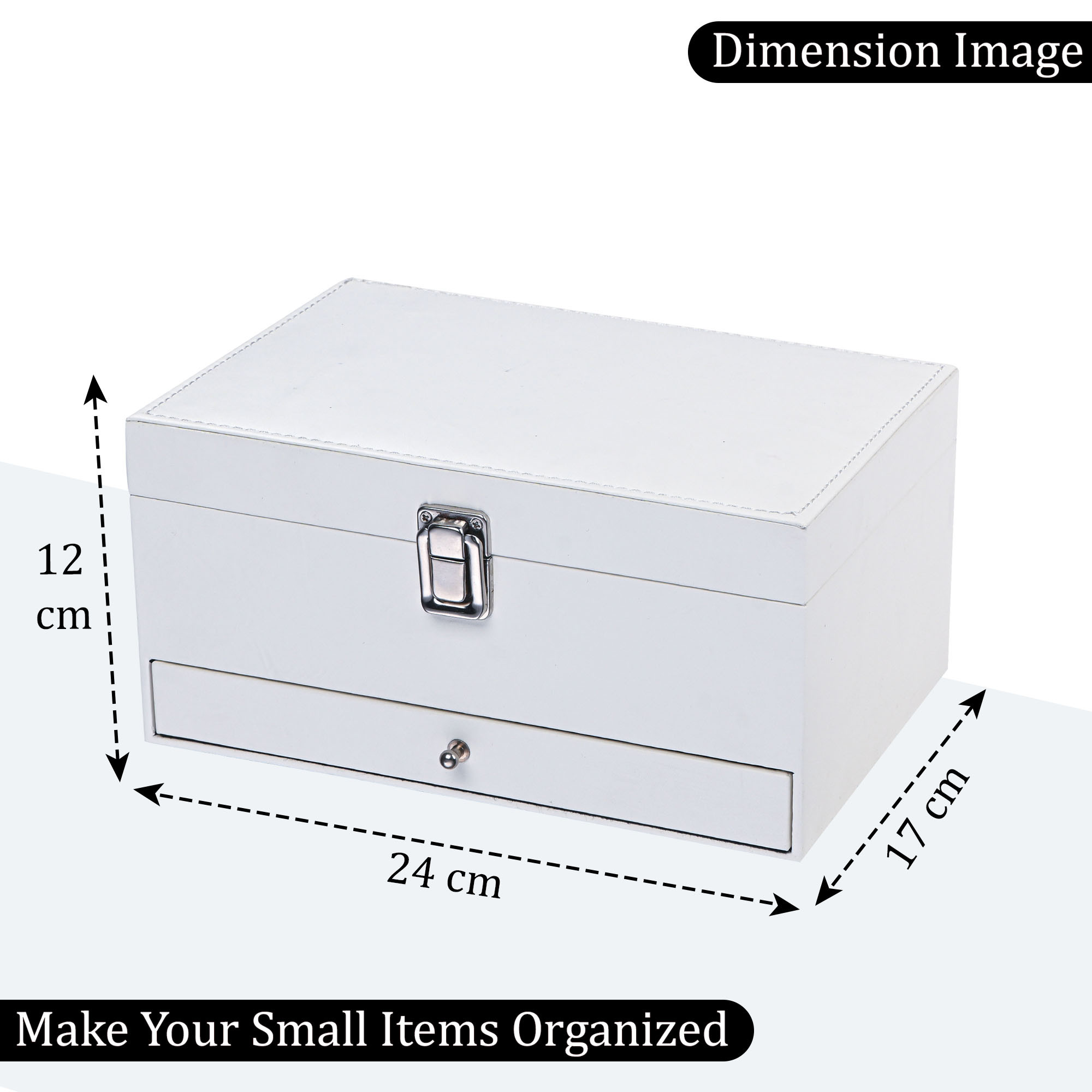 Leather Jewelry OrganizerDisplay Box for Rings Earrings Necklaces  Storage Case with Secure Lock  Ideal Gift for Women  Girls  White