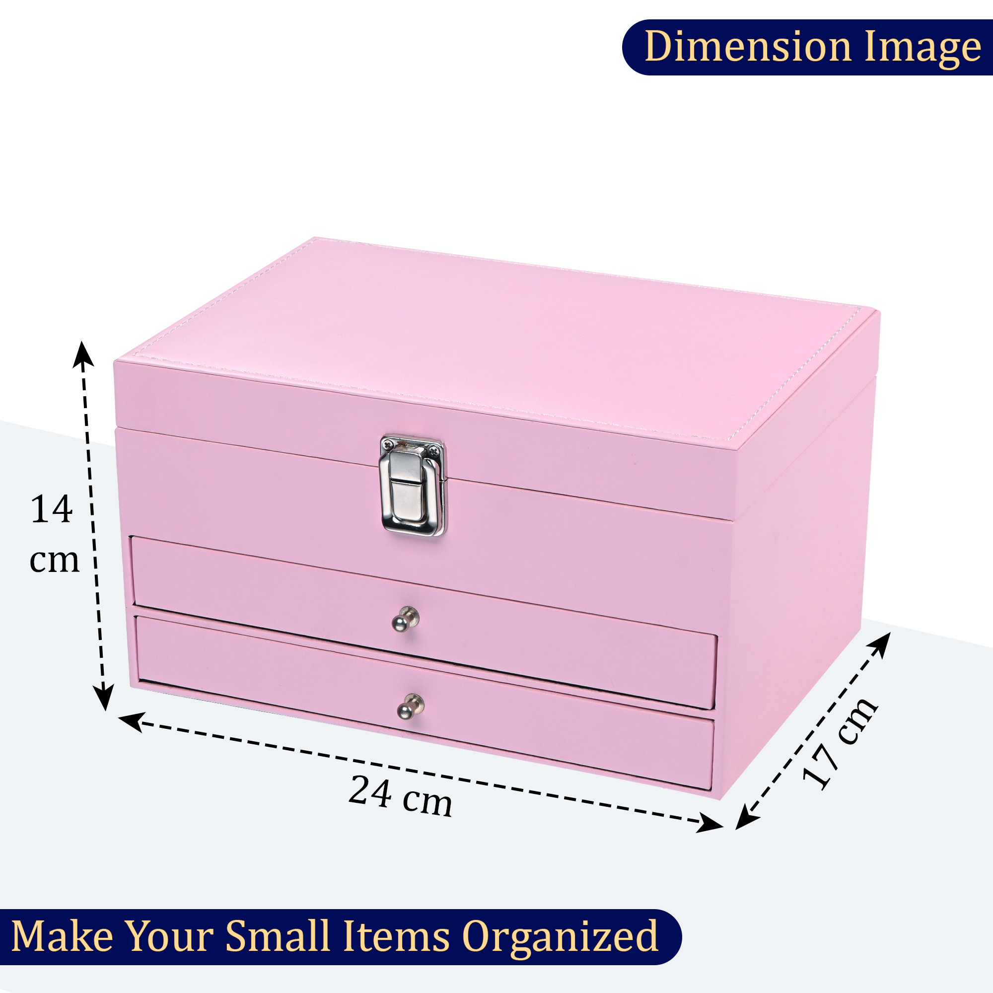 Leather Jewelry OrganizerDisplay Box for Rings Earrings Necklaces  Storage Case with Secure Lock  Ideal Gift for Women  Girls  Pink