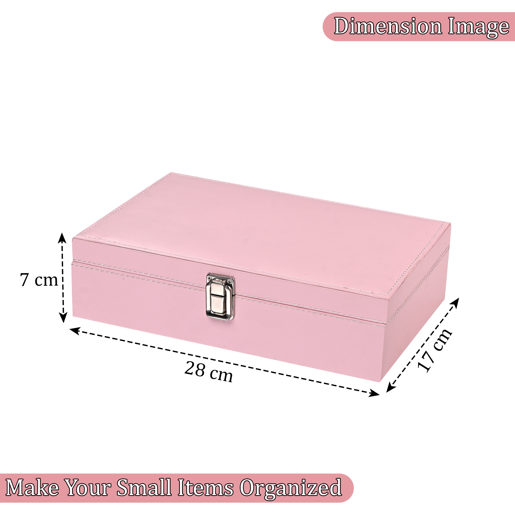 Leather Jewelry OrganizerDisplay Box for Rings Earrings Necklaces  Storage Case with Secure Lock  Ideal Gift for Women  Girls  Pink