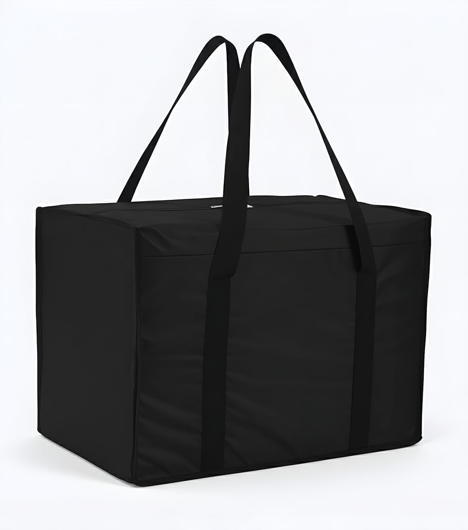 Nylon Under Bed Organizer Storage Bag for Clothes Toys and Stationery  Foldable Garment Organizer for Wardrobe with Zipper  Handles  Closet Storage Bags  Black