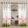 2 Pcs Polyester Door Curtains 7 Feet | Aesthetic Curtains for Bedroom and Living Room Decoration | Kitchen and Room Parda | Digital Lotus Flower - White