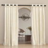 2 Pcs Polyester Door Curtains 7 Feet Long | Aesthetic Curtains for Bedroom and Living Room Decoration | Kitchen and Room Parda | Digital Branches - Cream &amp; Golden