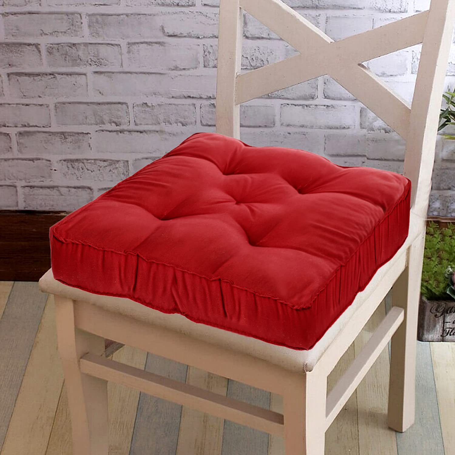 Microfiber Square Chair PadCushion for Office Home or Car Sitting 1818 Inch Maroon