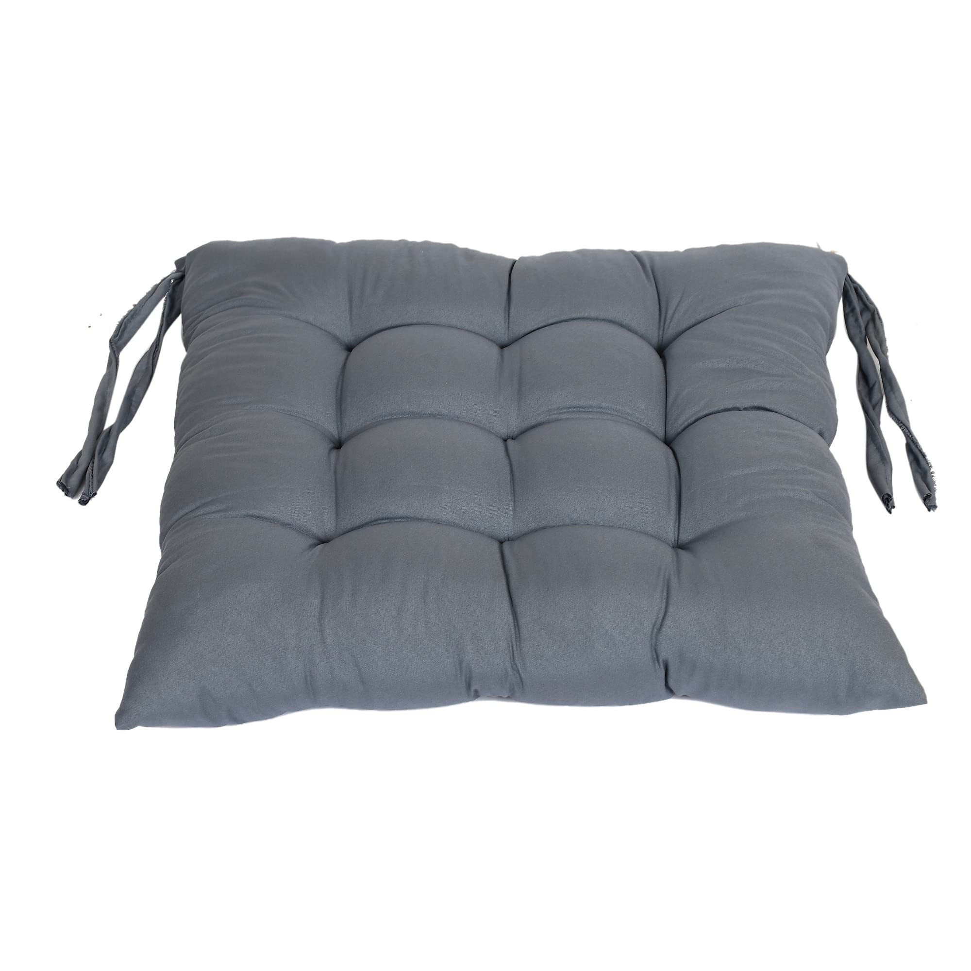Microfiber Square Chair PadCushion for Office Home or Car Sitting with Ties 1818 Inch Grey