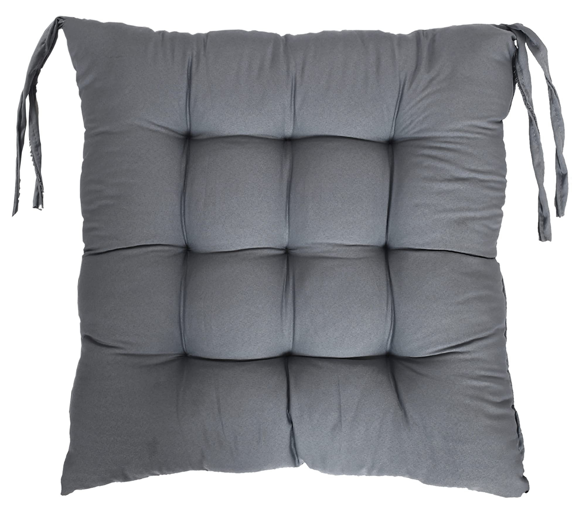 Microfiber Square Chair PadCushion for Office Home or Car Sitting with Ties-Pack of 4 1818 Inch Grey