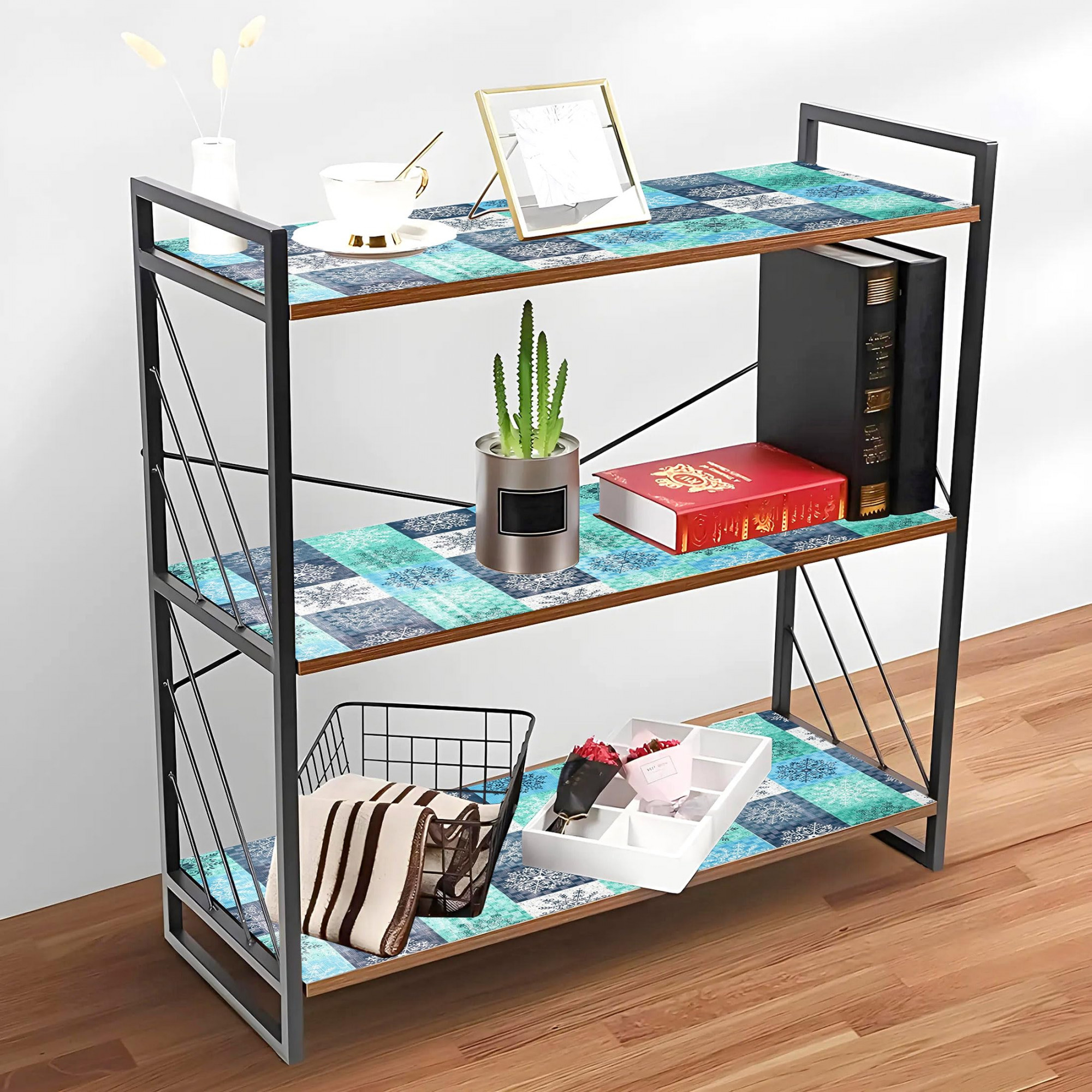 Multicheck Printed PVC Anti Slip Skid Shelf Mat 5 Mtr Multicolor