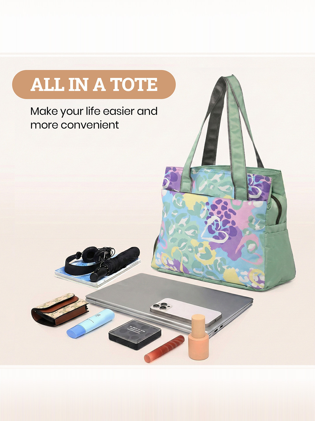 Nylon Womens Shoulder Bag with 7 Compartment  Hidden PocketMoney Pouches  Bottle Holder Stylish Waterproof Hand Bag  Green