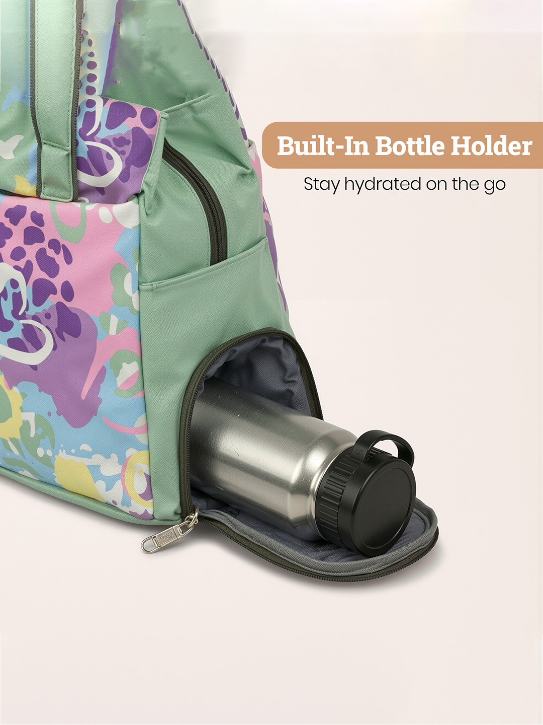 Nylon Womens Shoulder Bag with 7 Compartment  Hidden PocketMoney Pouches  Bottle Holder Stylish Waterproof Hand Bag  Green