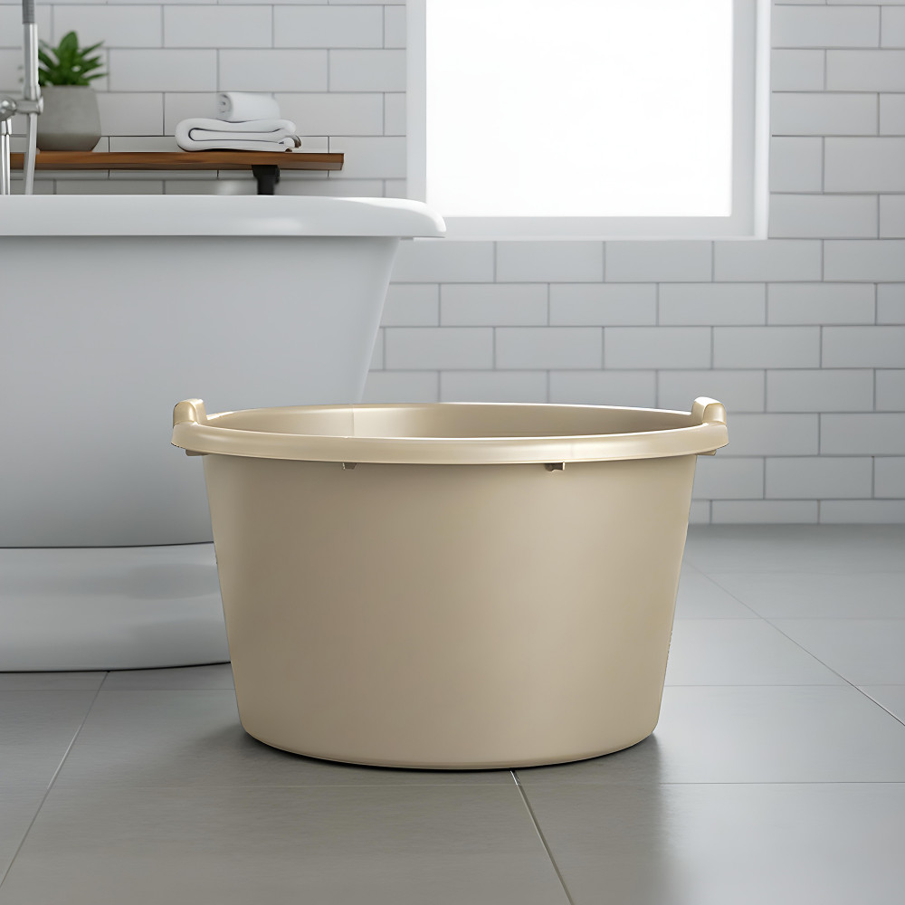 Image of Plastic Bathing Tub Large Capicity for Home | Multipurpose Storage, Washing, Baby Bath Tub for Kids &amp; Adult | Basin - Beige