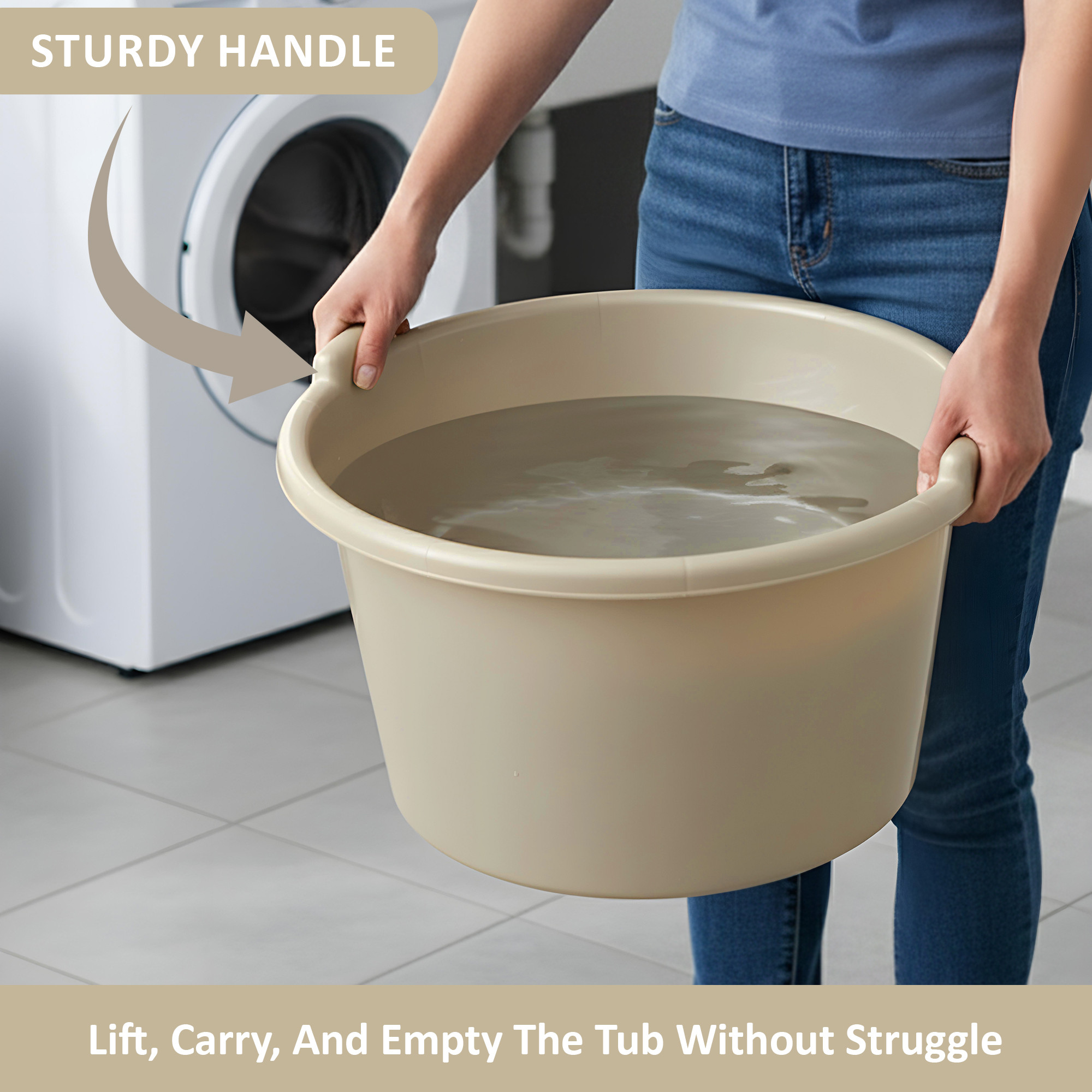 Plastic Bathing Tub Large Capicity for Home  Multipurpose Storage Washing Baby Bath Tub for Kids  Adult  Basin - Beige