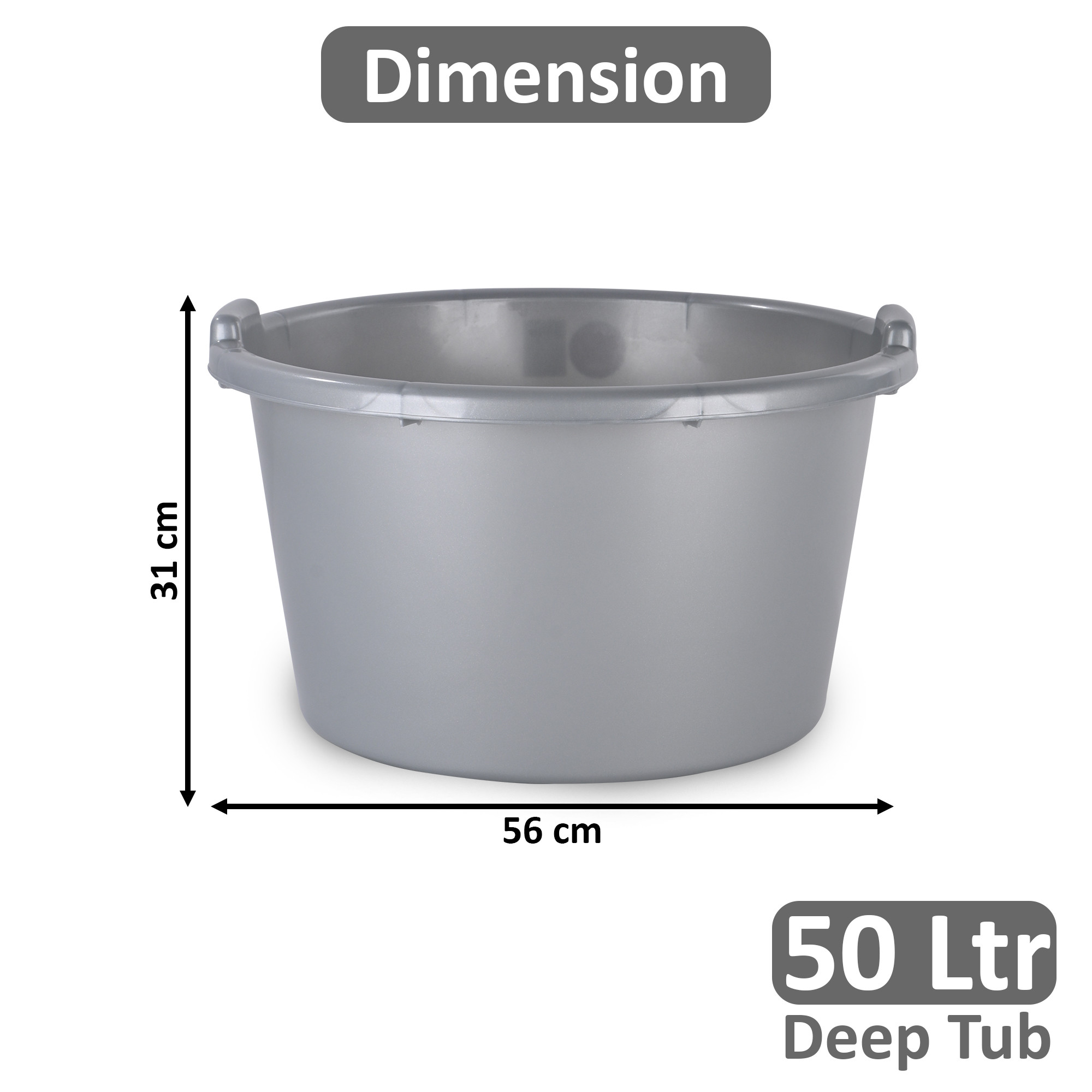 Plastic Bathing Tub Large Capicity for Home  Multipurpose Storage Washing Baby Bath Tub for Kids  Adult  Basin - Grey