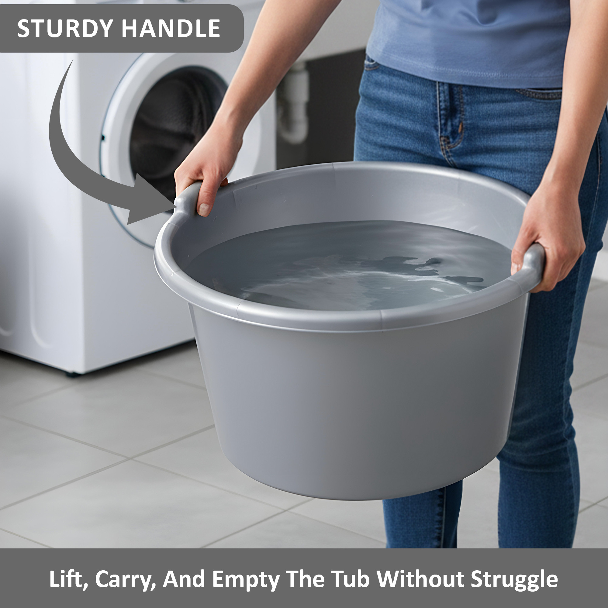 Plastic Bathing Tub Large Capicity for Home  Multipurpose Storage Washing Baby Bath Tub for Kids  Adult  Basin - Grey