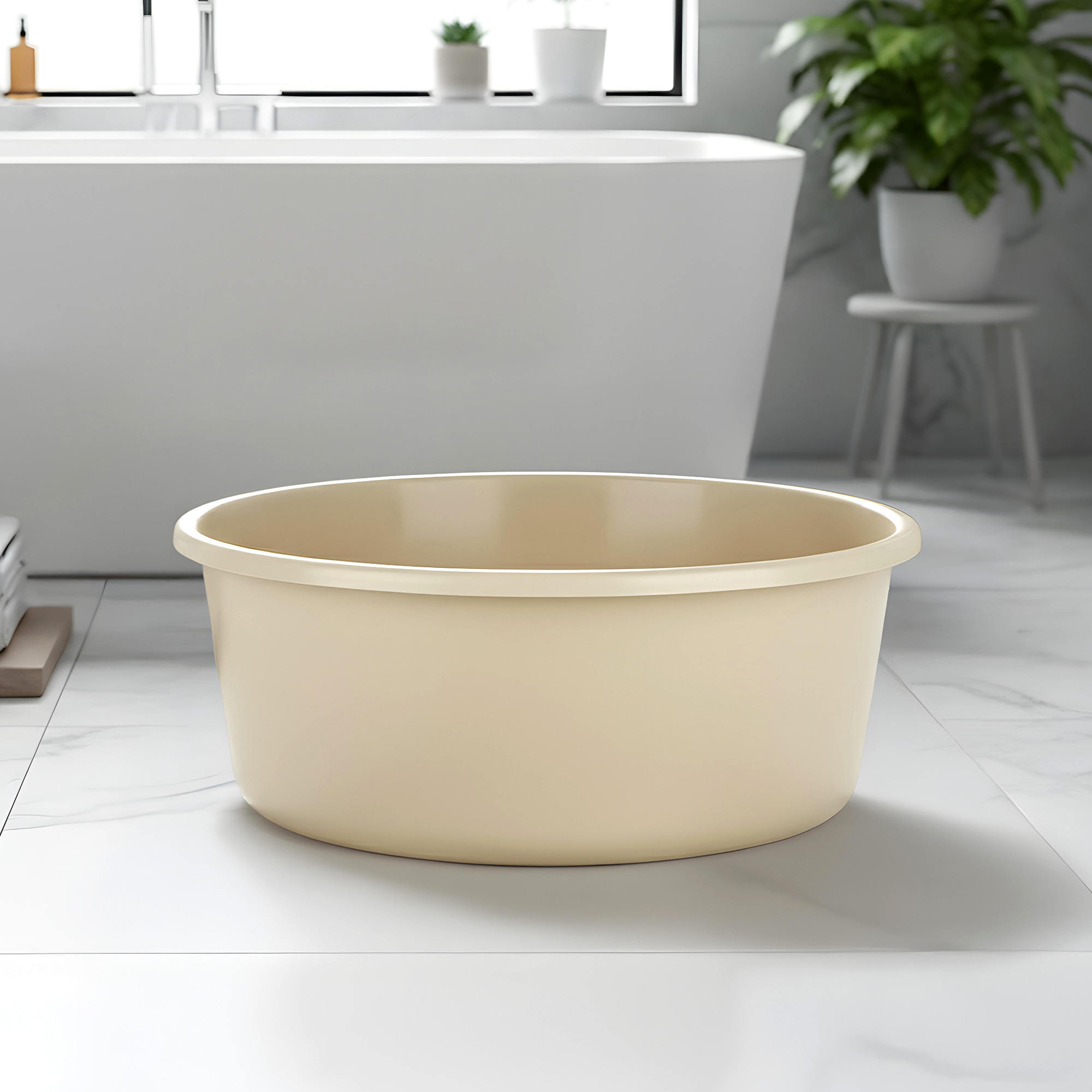 Plastic Bathing Tub Large Capicity for Home  Multipurpose Storage Washing Baby Bath Tub for Kids  Adult  Basin - Beige