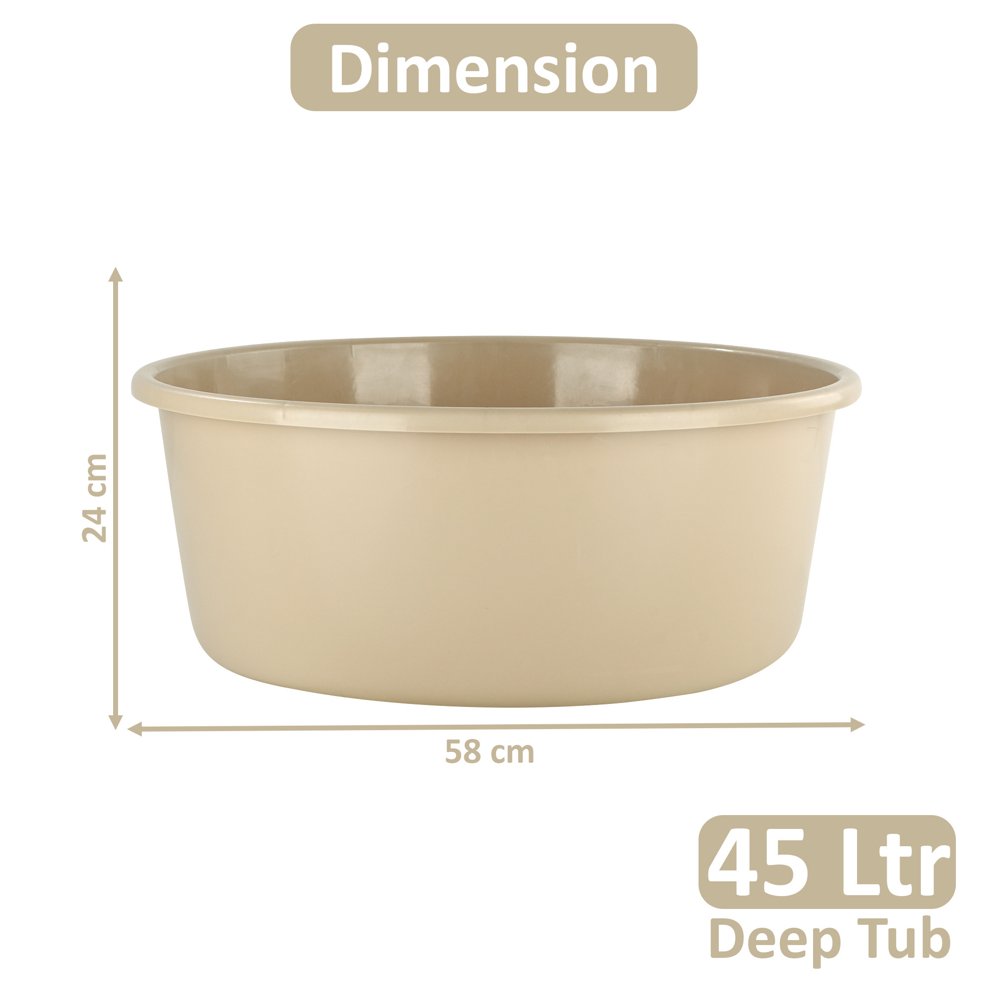 Plastic Bathing Tub Large Capicity for Home  Multipurpose Storage Washing Baby Bath Tub for Kids  Adult  Basin - Beige