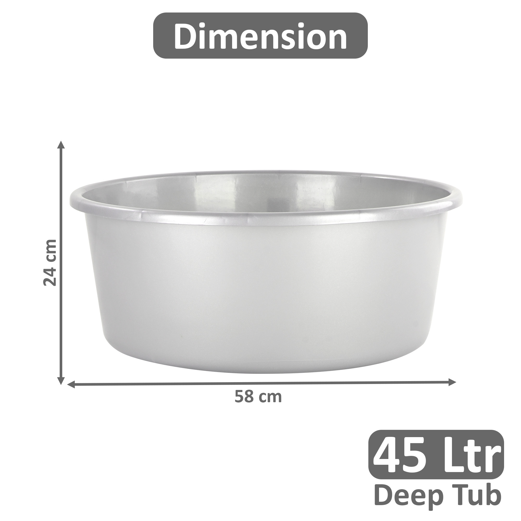 Plastic Bathing Tub Large Capicity for Home  Multipurpose Storage Washing Baby Bath Tub for Kids  Adult  Basin - Grey