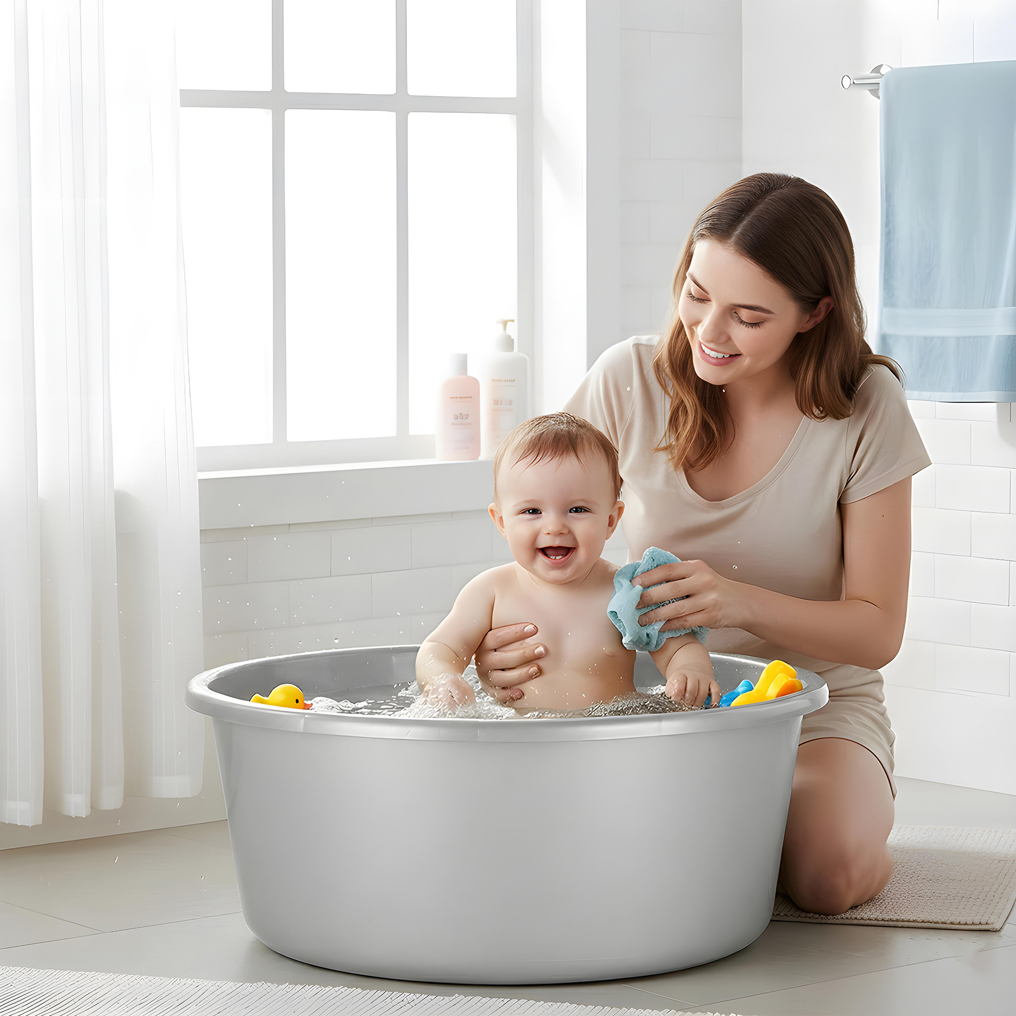 Plastic Bathing Tub Large Capicity for Home  Multipurpose Storage Washing Baby Bath Tub for Kids  Adult  Basin - Grey