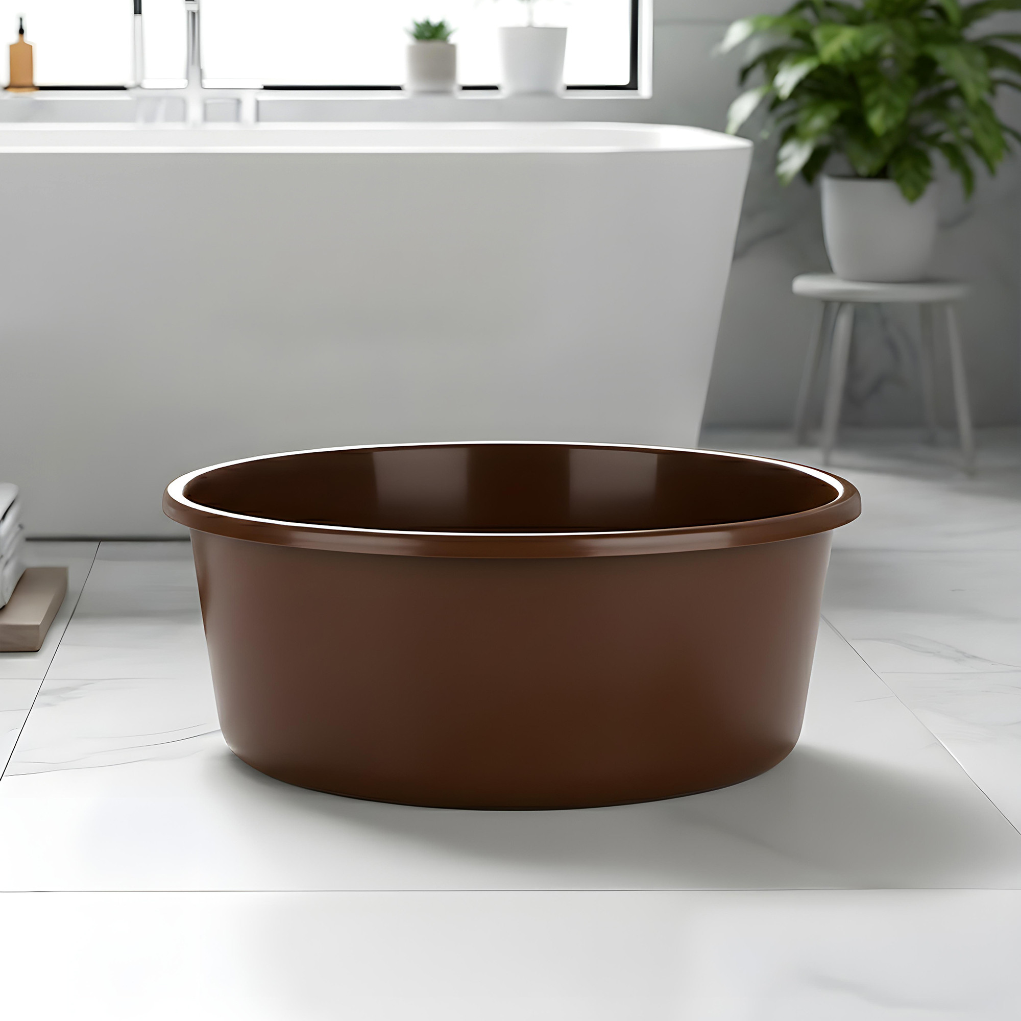 Plastic Bathing Tub Large Capicity for Home  Multipurpose Storage Washing Baby Bath Tub for Kids  Adult  Basin - Brown