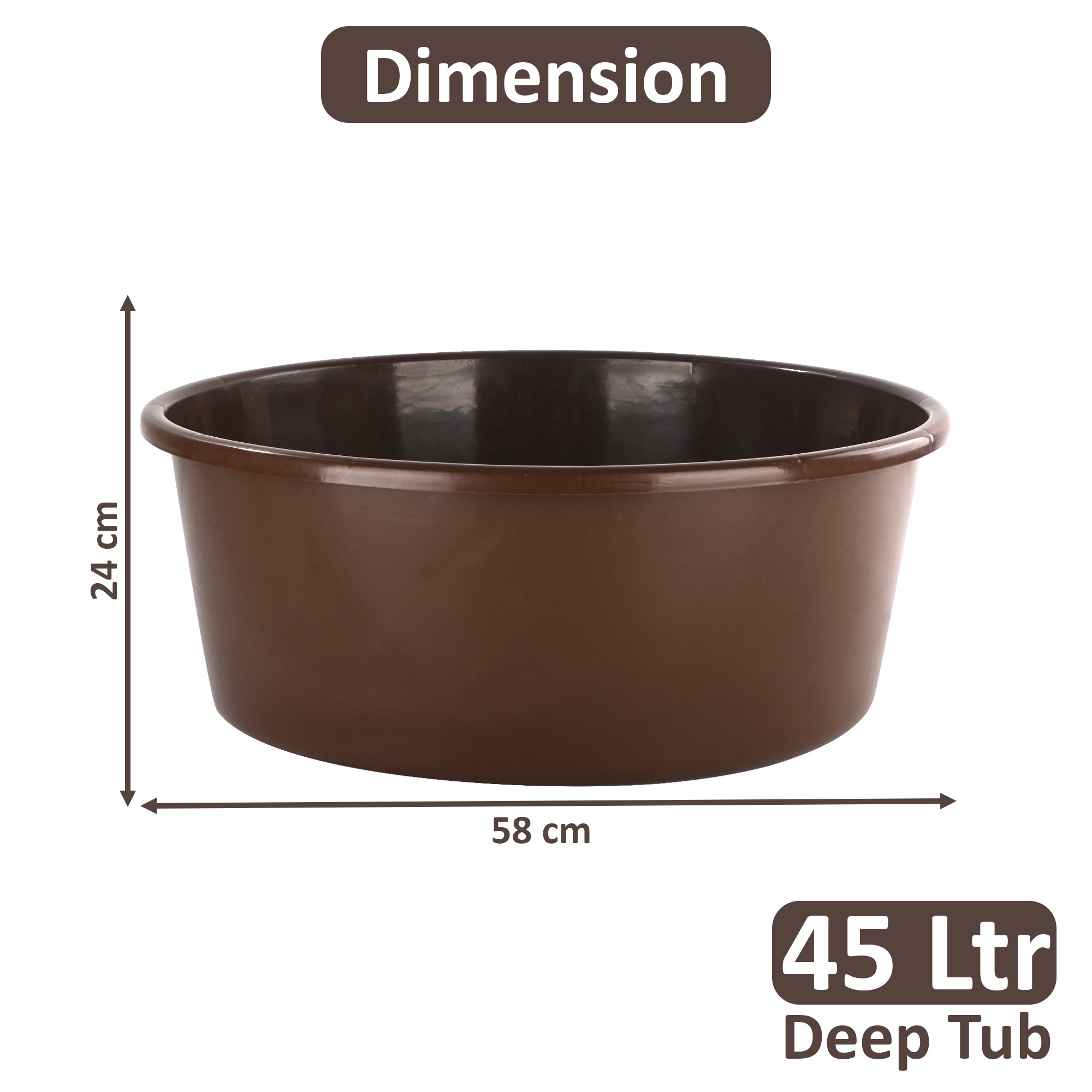 Plastic Bathing Tub Large Capicity for Home  Multipurpose Storage Washing Baby Bath Tub for Kids  Adult  Basin - Brown