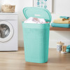 Plastic Large 55 Ltr Laundry Basket with Lid &amp; Handle | Multipurpose Portable Houseware Storing Clothes/Toys/Book | Wood – Firozi
