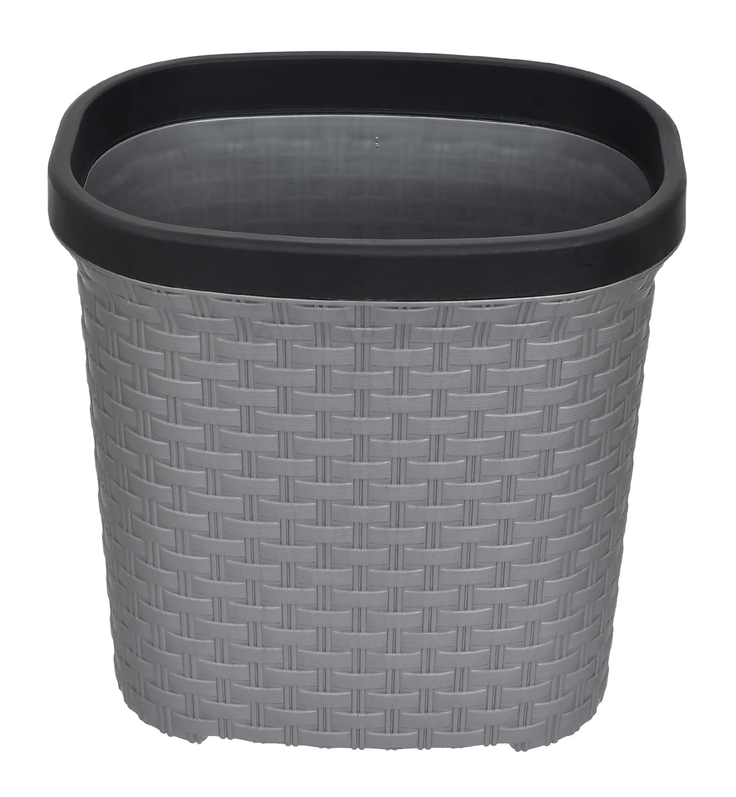 Plastic Open Dustbin Garbage Bin Trash Can Waste Bin  7 Litre Grey-47KM0711