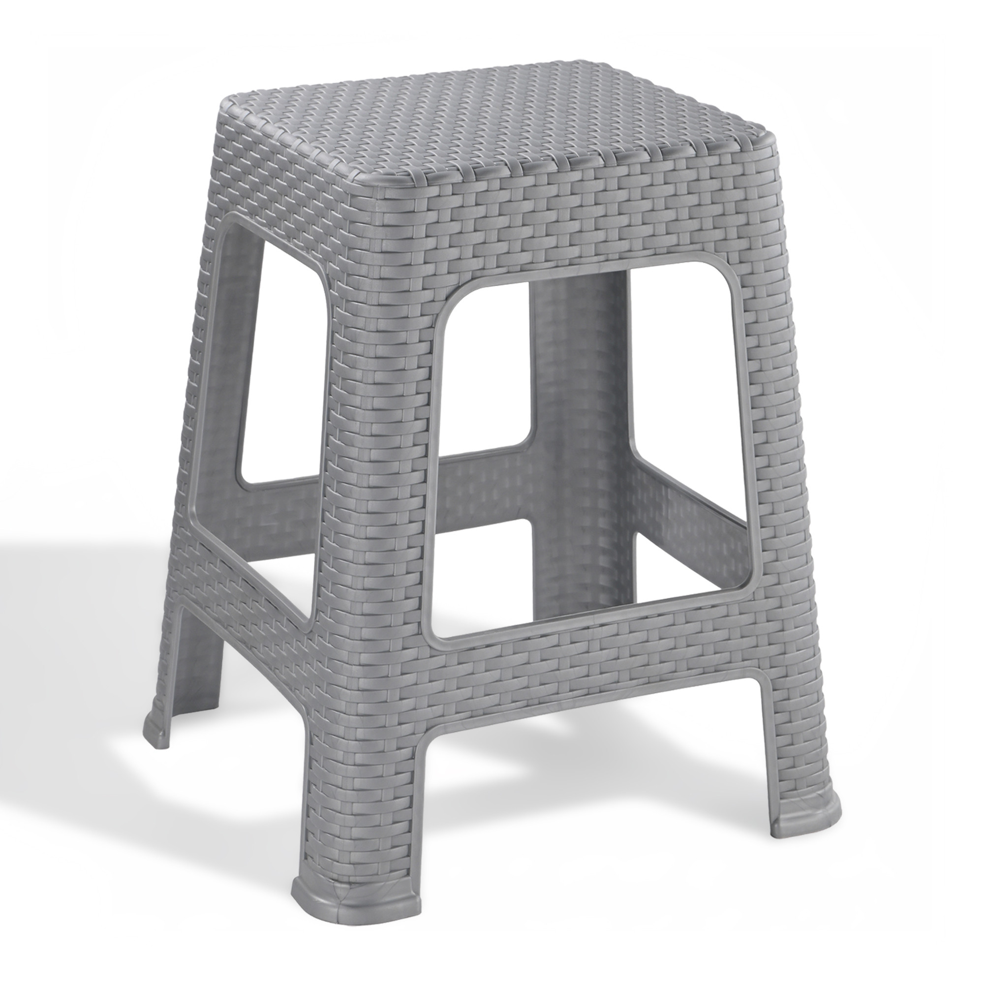 Plastic Optima Seating Stool Suitable for Indoor  Outdoor Use  Anti-Slip Stool for Adult  Senior Citizen-Friendly Design  Silver