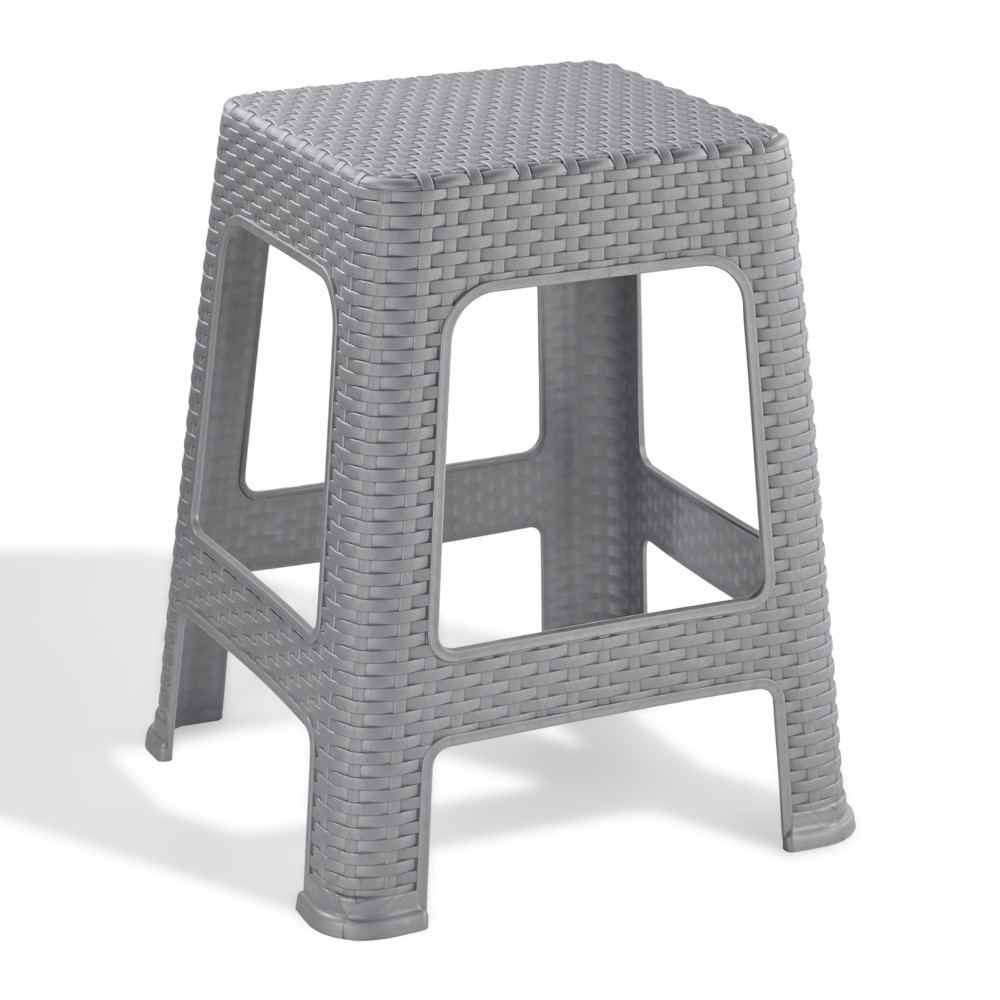 Image of Plastic Optima Seating Stool Suitable for Indoor &amp; Outdoor Use | Anti-Slip Stool for Adult &amp; Senior Citizen-Friendly Design | Silver