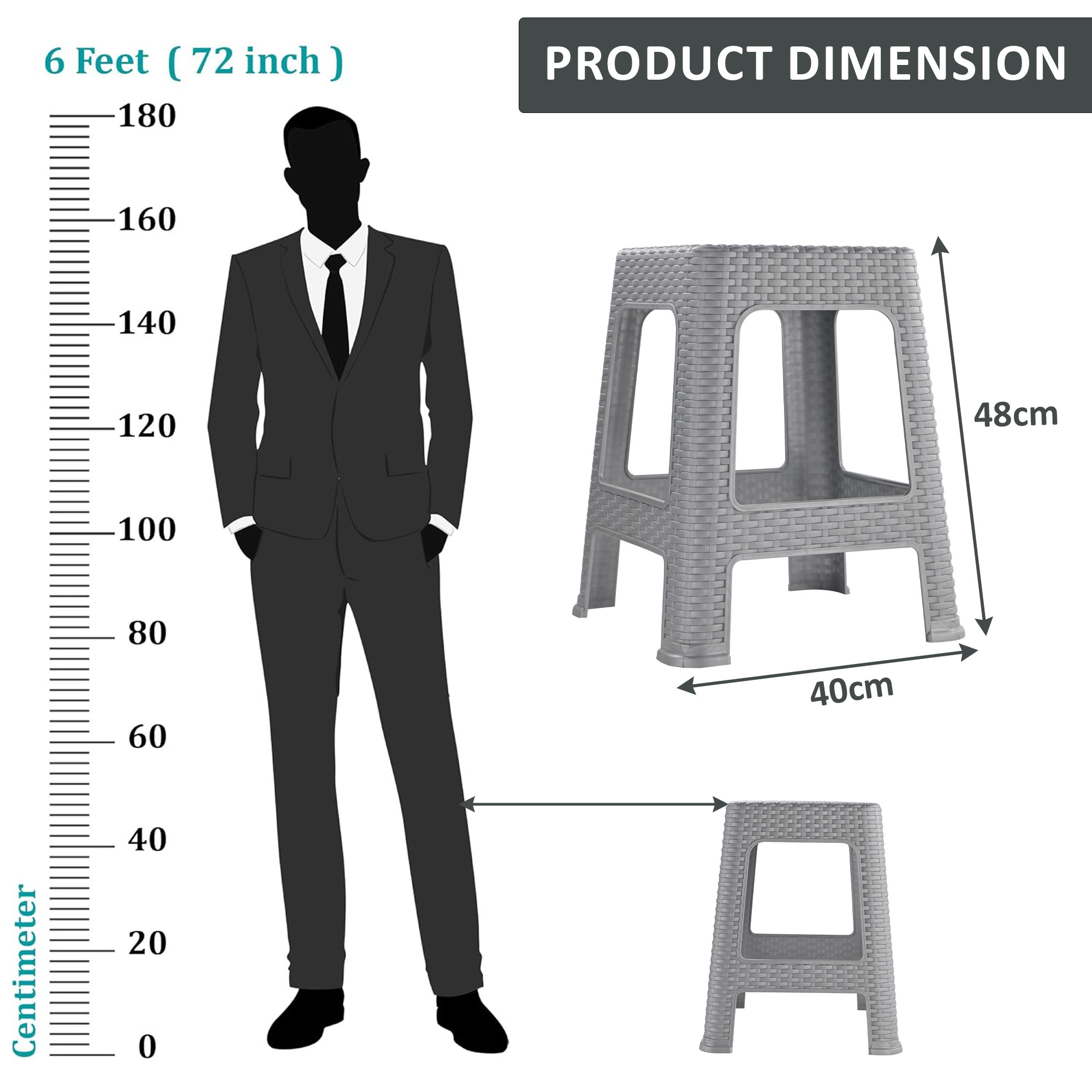 Plastic Optima Seating Stool Suitable for Indoor  Outdoor Use  Anti-Slip Stool for Adult  Senior Citizen-Friendly Design  Silver