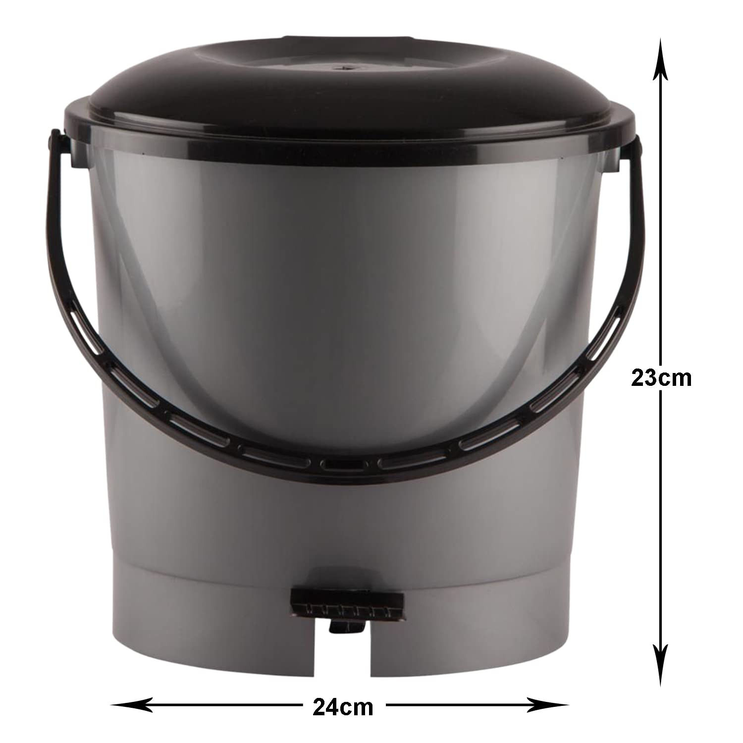 Plastic Pedal Dustbin For Home Kitchen Office Bathroom With Handle 7 Litre Grey-47KM0754