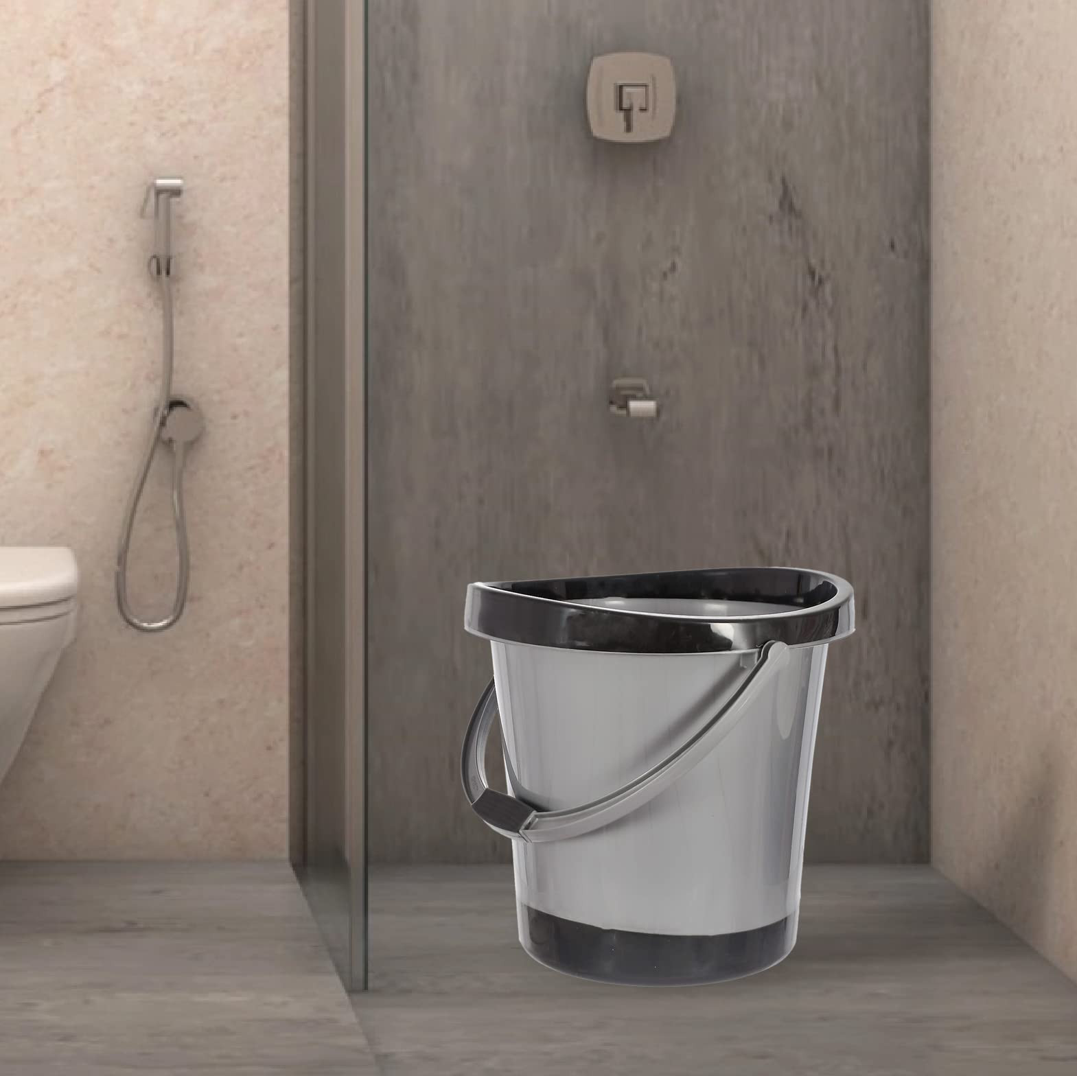 Plastic Unbreakable Strong Bathroom Ultra Bucket With Handle18 LtrGray