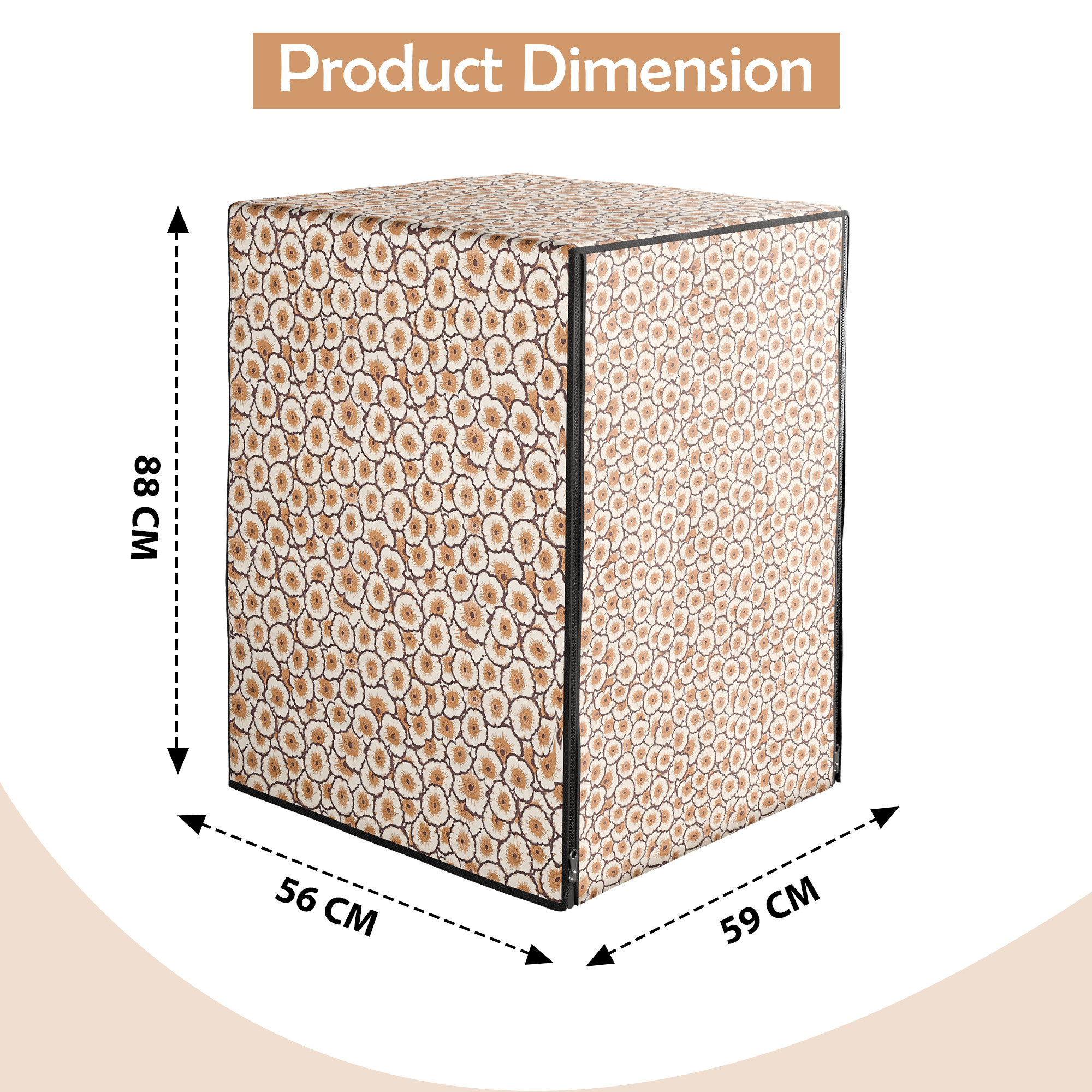 PVC Washing Machine Cover Compatible for IFB  Waterproof  Dustproof Front Load for Balcony  Laundry Area  Cut Out - Cream  Brown