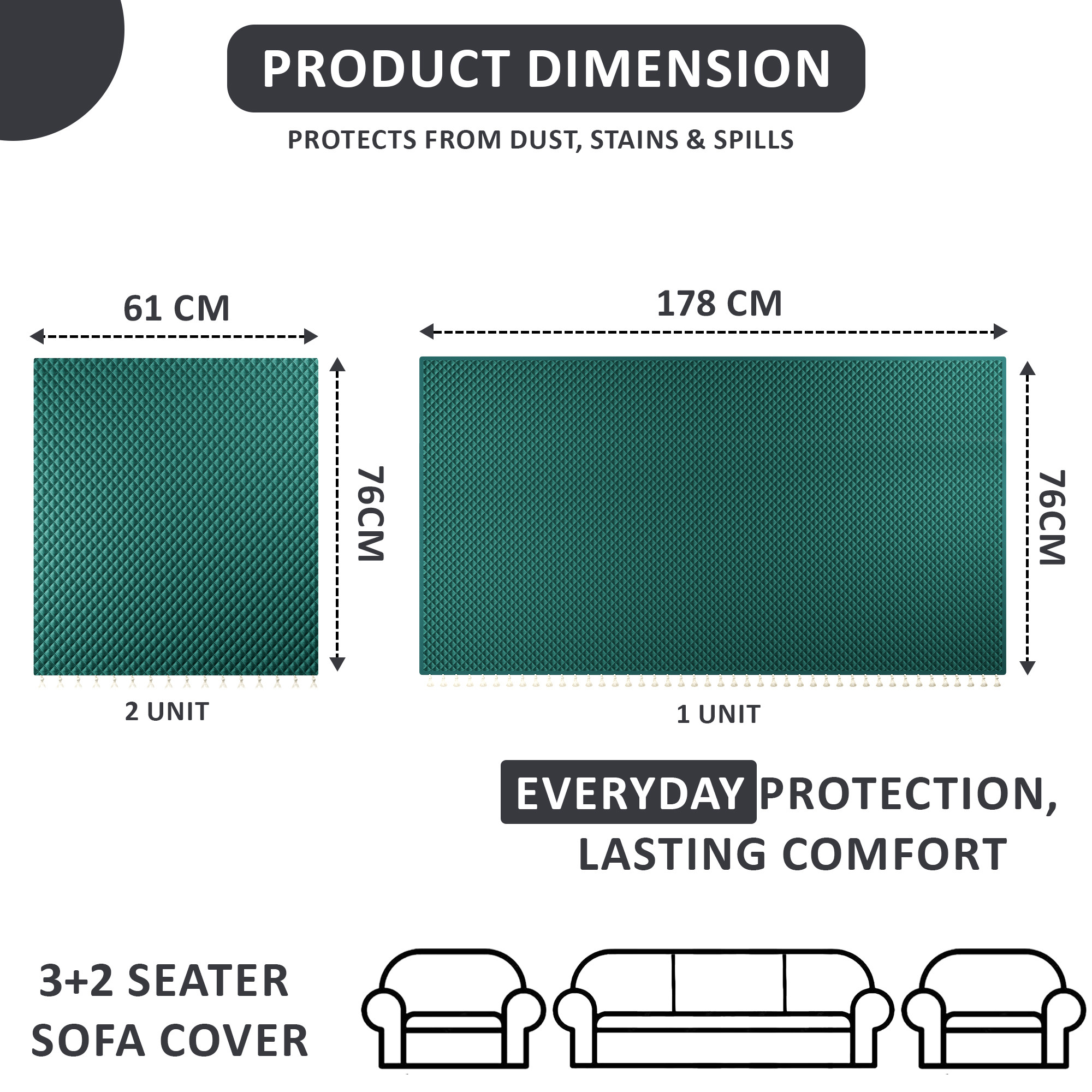 Quilted Velvet Sofa Cover with Tassels Lace for Living Room  Anti Slip Couch Protector for Home Dcor  Ultra Sonic - Green