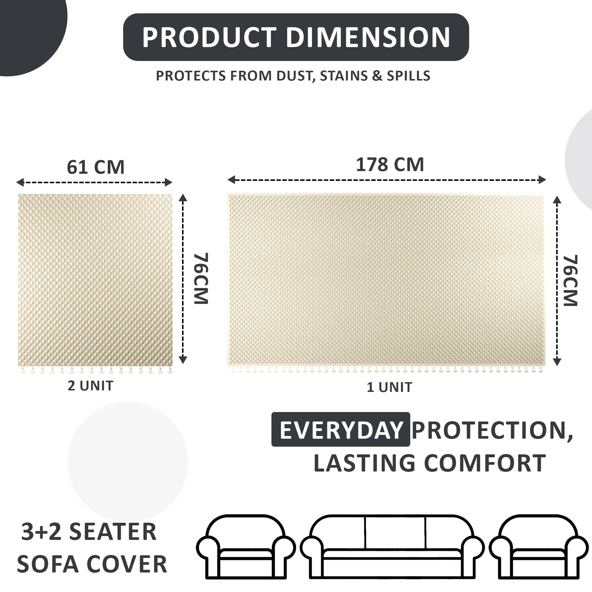 Quilted Velvet Sofa Cover with Tassels Lace for Living Room  Anti Slip Couch Protector for Home Dcor  Ultra Sonic - Beige