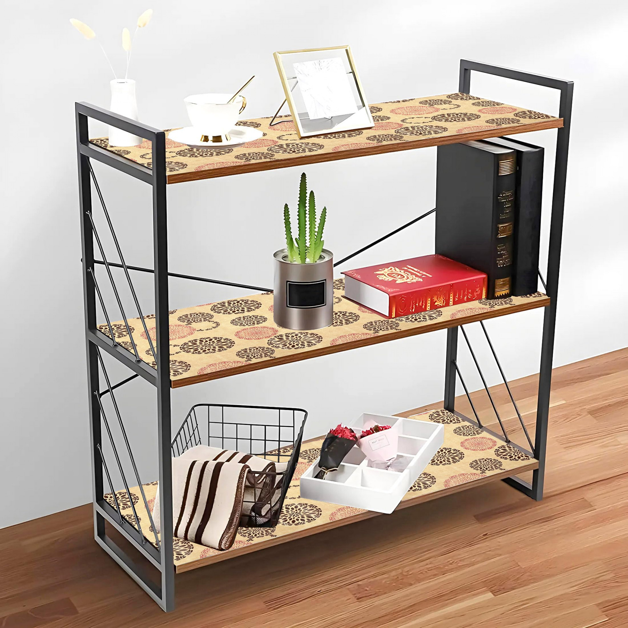 Rangoli Printed Shelf Liners for Kitchen ShelvescupboardsWardrobeDrawer 5 Mtr Sand