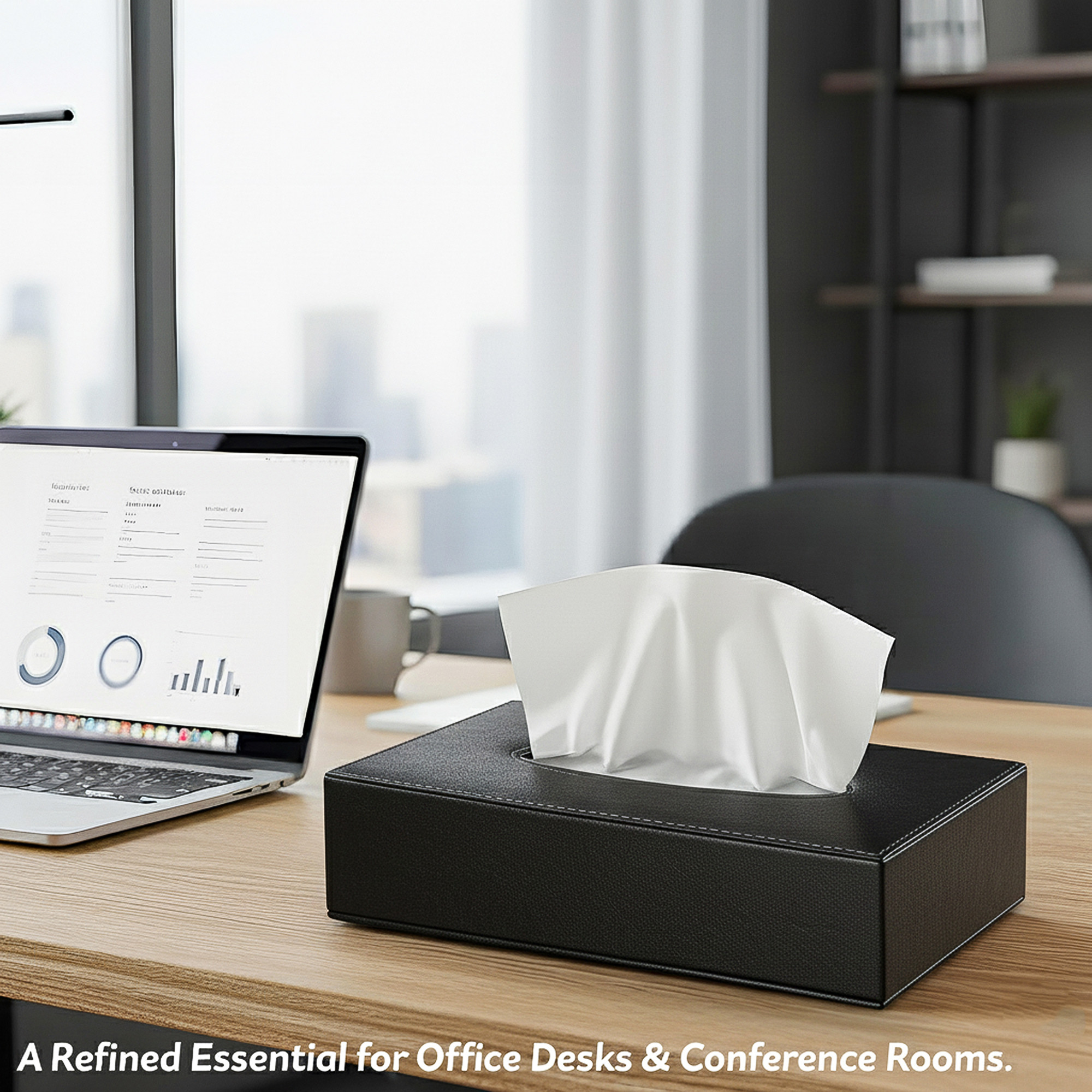 Rectangular Leather Tissue Box Holder for Dining Table  Water Resistant Face WipesTissue Dispencer for Office Desks  Only Box  Black