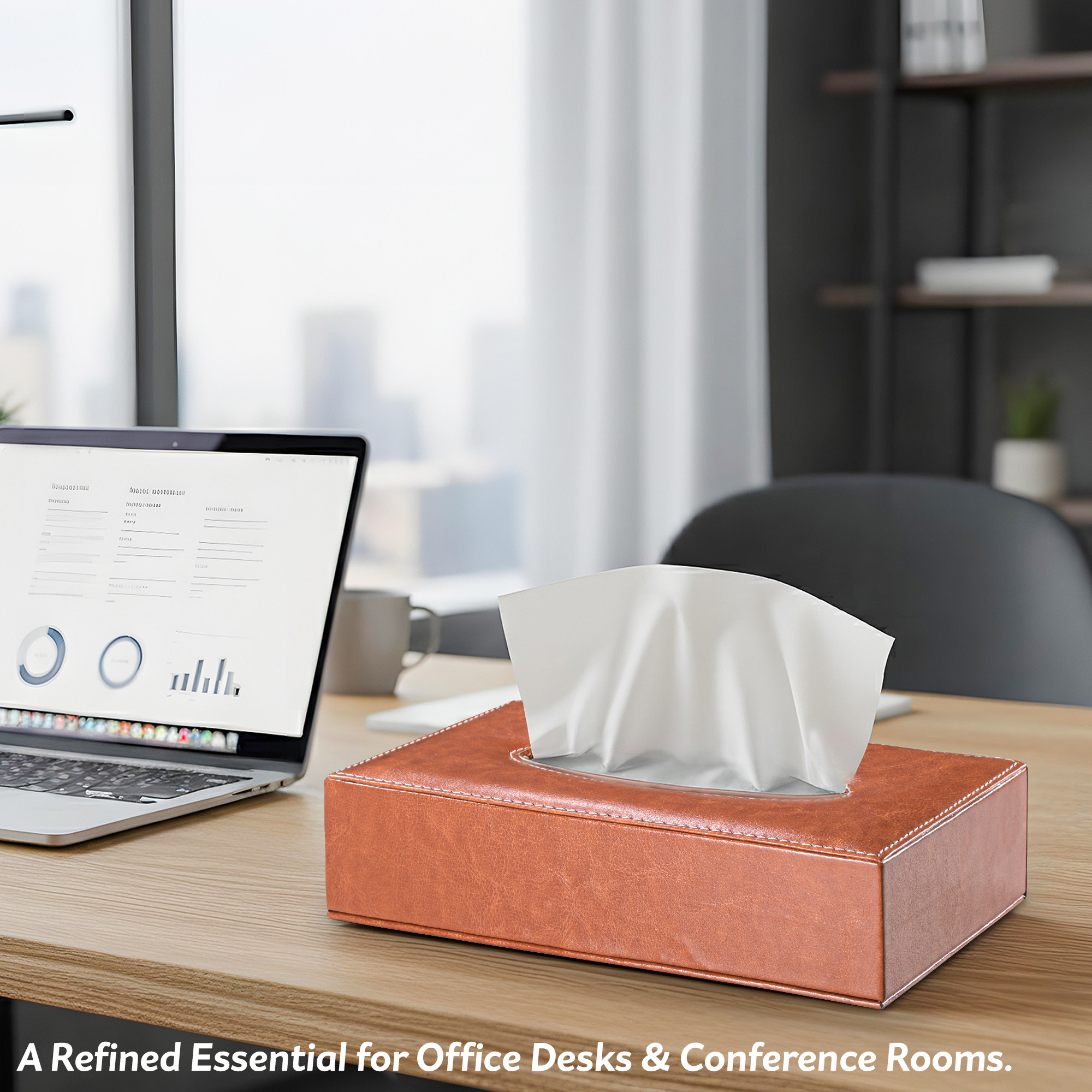 Rectangular Leather Tissue Box Holder for Dining Table  Water Resistant Face WipesTissue Dispencer for Office Desks  Only Box  Brown