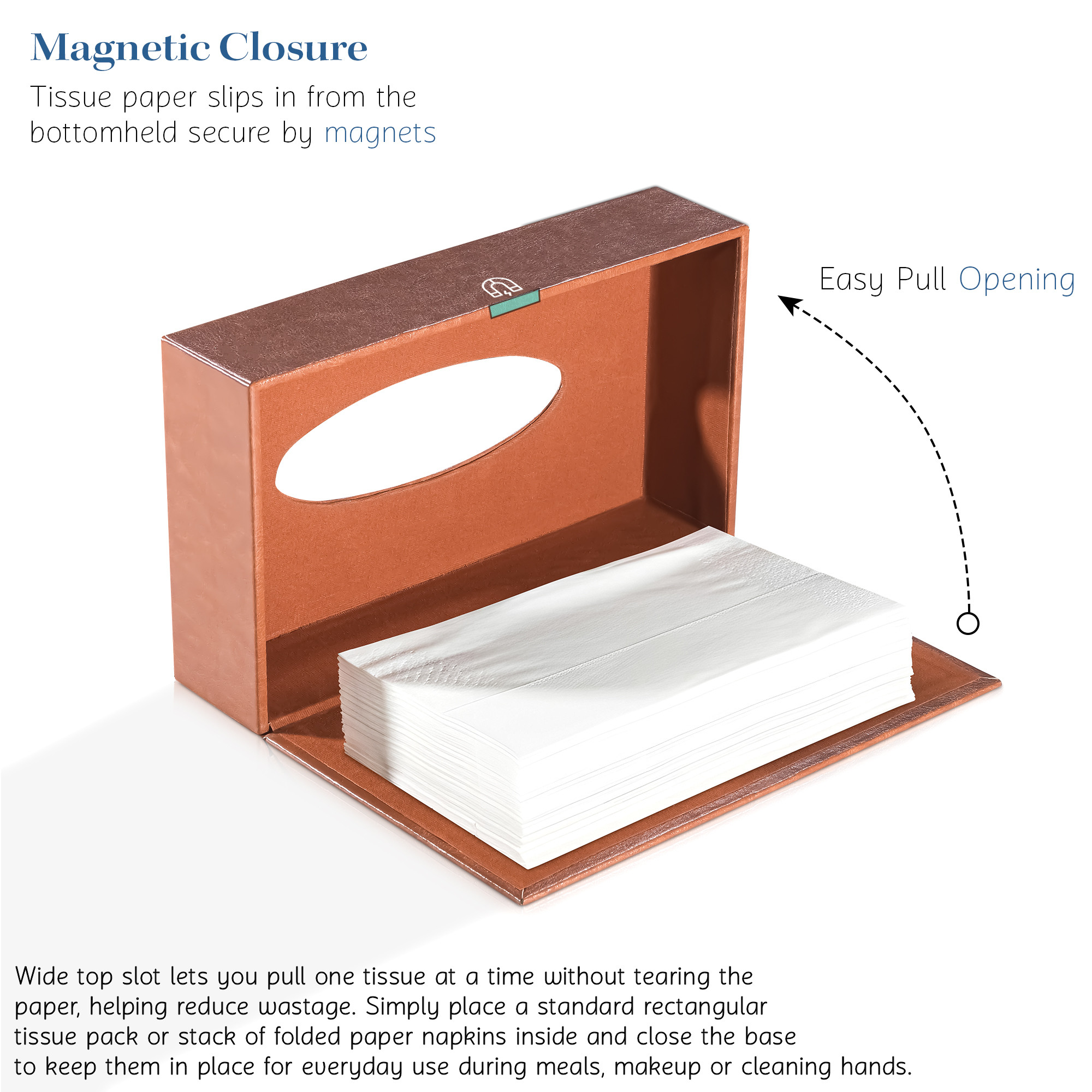 Rectangular Leather Tissue Box Holder for Dining Table  Water Resistant Face WipesTissue Dispencer for Office Desks  Only Box  Brown