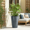 Rotomould Big Size Planter 23 Inch | Outdoor Indoor Flower Pot with Drain Hole for Balcony, Terrace, Garden, Office | Rib Tower - Grey