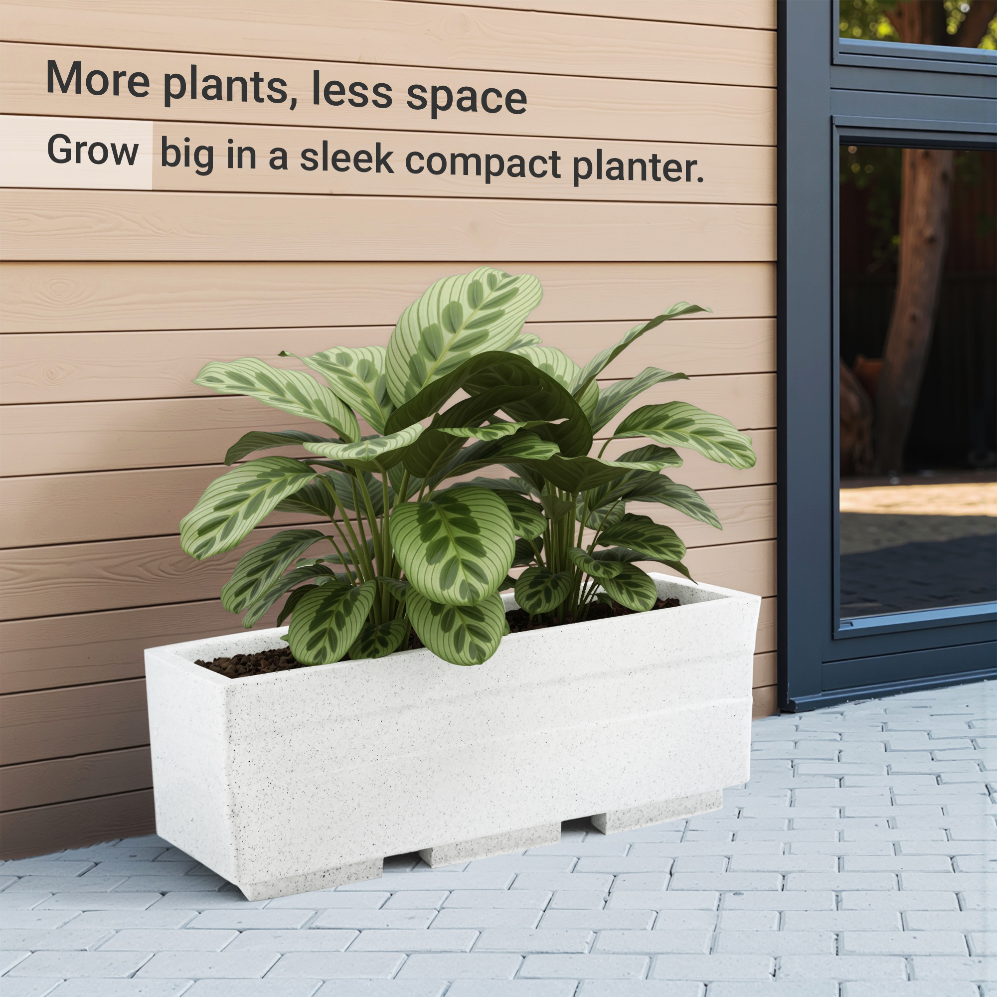 Rotomould Big Size Planter 25 Inch  Large Rectangular Flower Pot for Garden Balcony Patio with Drainage Holes  Trow - White