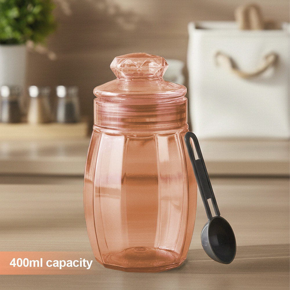 Set Of 3 Plastic Storage Containers with Lid for Kitchen  Air Tight Jar Storing Box for Spices Tea  Dry Fuits  Transparent Brown