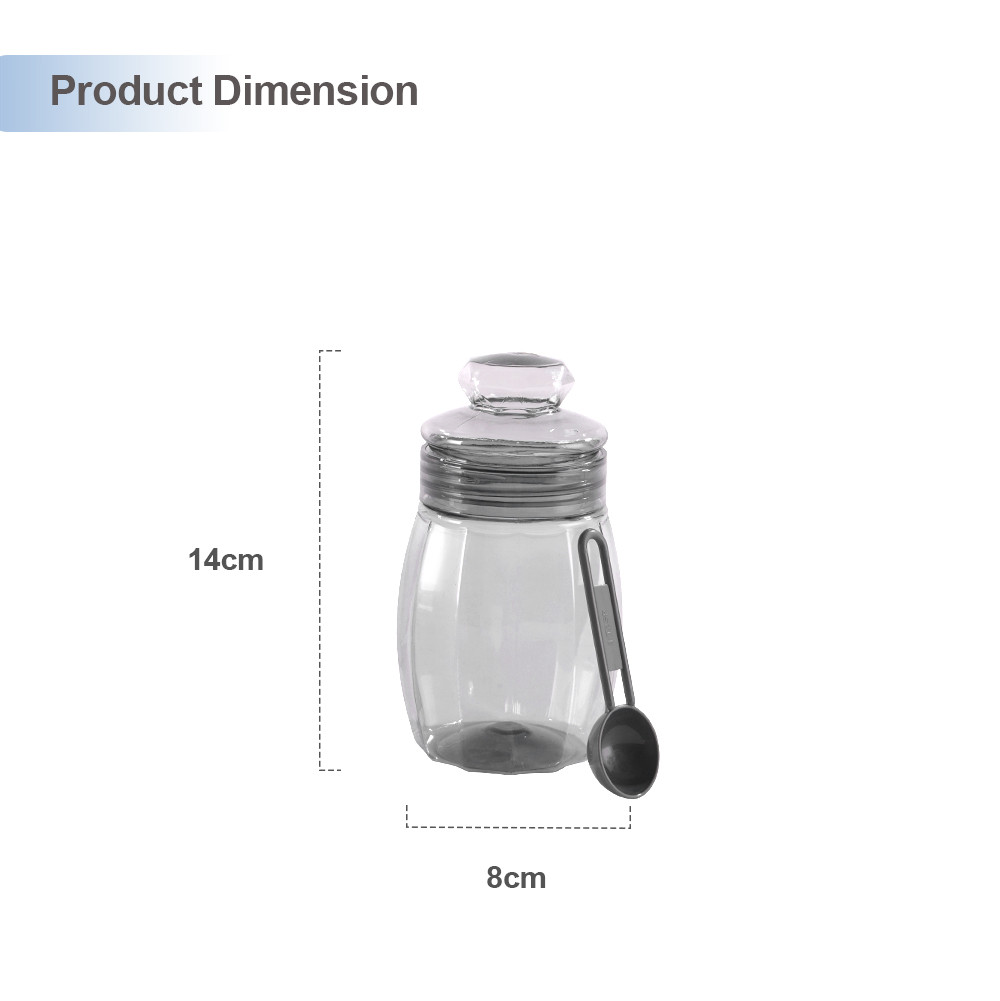 Set Of 3 Plastic Storage Containers with Lid for Kitchen  Air Tight Jar Storing Box for Spices Tea  Dry Fuits  Transparent Grey