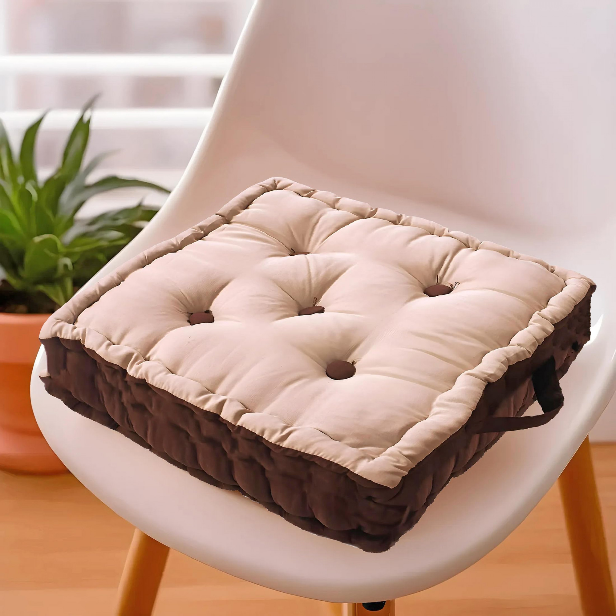Square Chair PadComfortable Seat CushionSoft Cotton Pillow Filler for SeatingMeditationYogaLiving RoomPack of 2 Beige