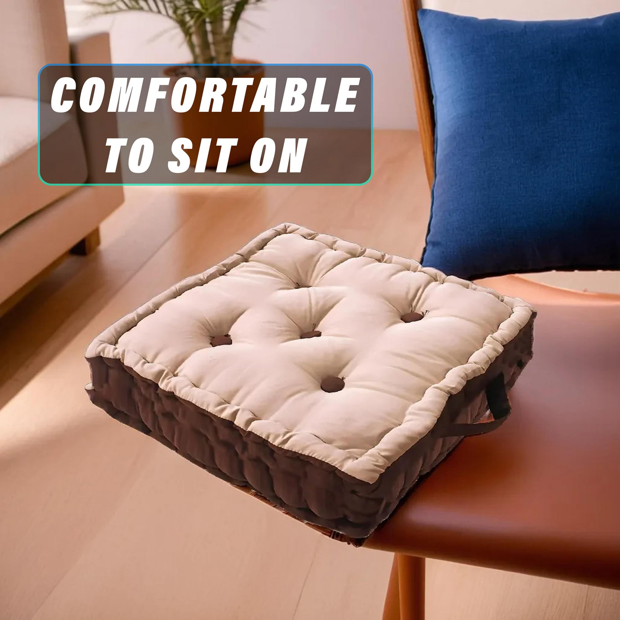 Square Chair PadComfortable Seat CushionSoft Cotton Pillow Filler for SeatingMeditationYogaLiving Room Beige