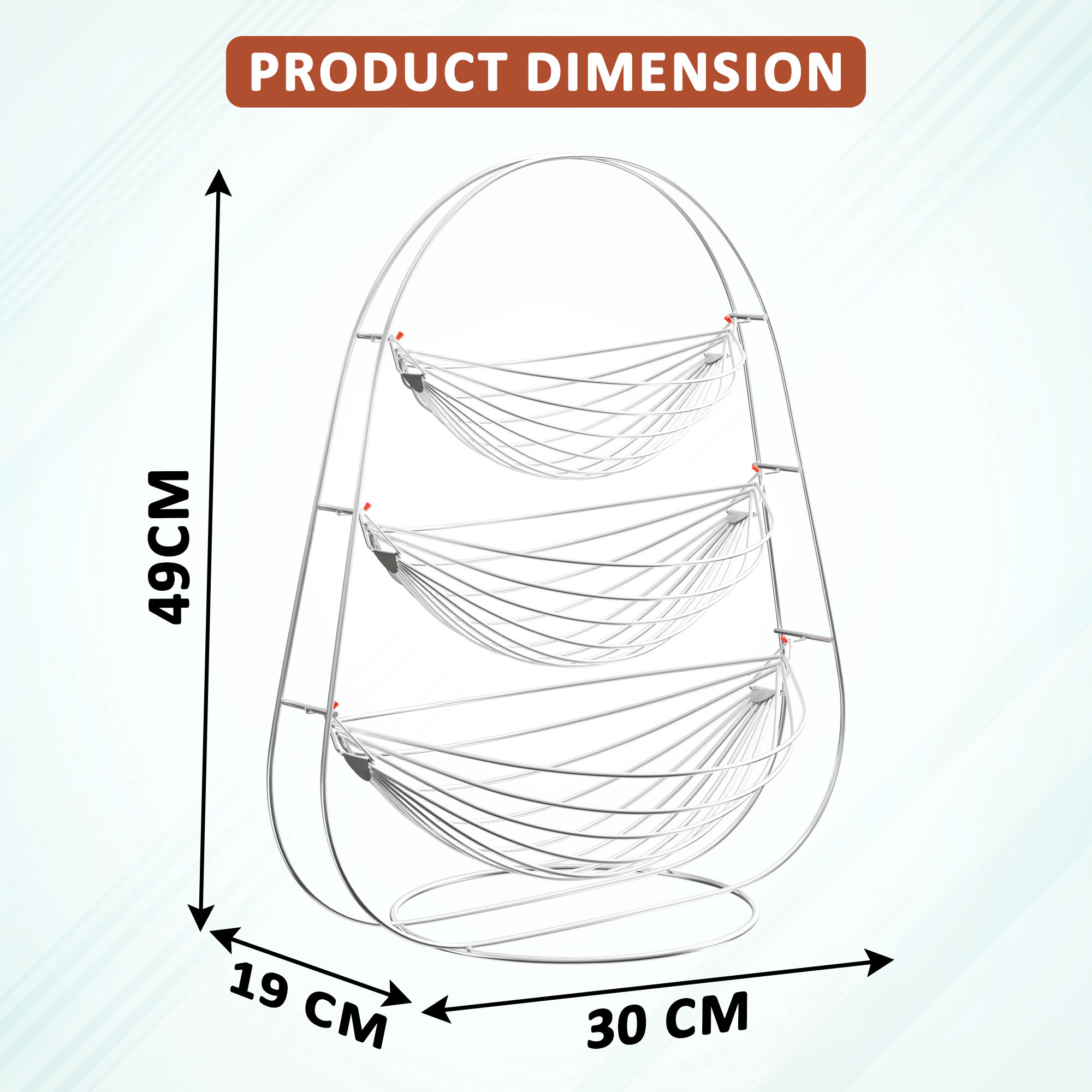 Stainless Steel 3 Layer Fruits Basket with Stand  Half Round Wire Vegetable Bowl for SnackBread Basket  Kitchen Counter  Silver