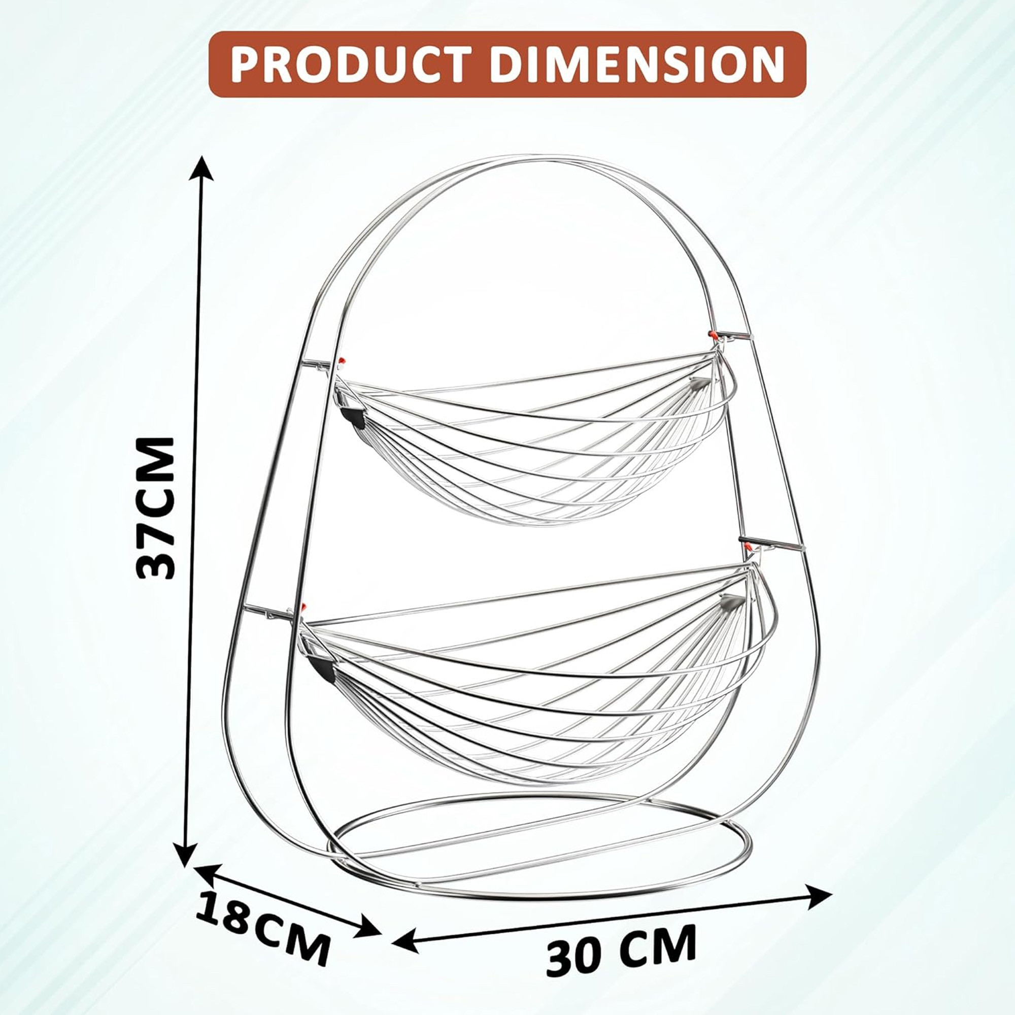 Stainless Steel Double Layer Fruits Basket with Stand  Half Round Wire Vegetable Bowl for SnackBread Basket  Kitchen Counter  Silver