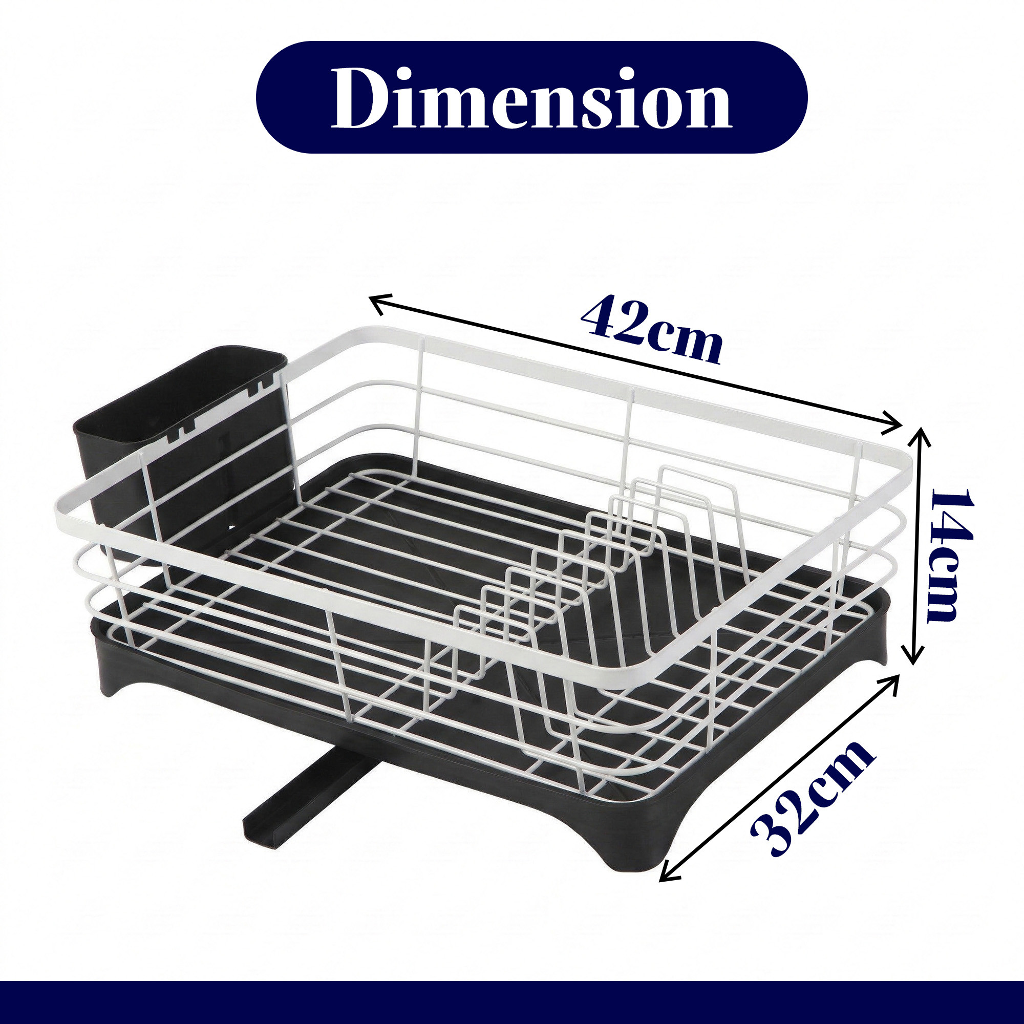 Stainless Steel Kitchen Drying Rack with Drain Tray  Cutlery Holder  Countertop Utensils Stand  Dish Rack for Kitchen  Bartan Stand  White