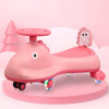 Swing Car for Kids 3+ Years | Twister Push Ride 360° Rotating & PU Wheels | 80 Kg Weight Capacity | Pink - Shark