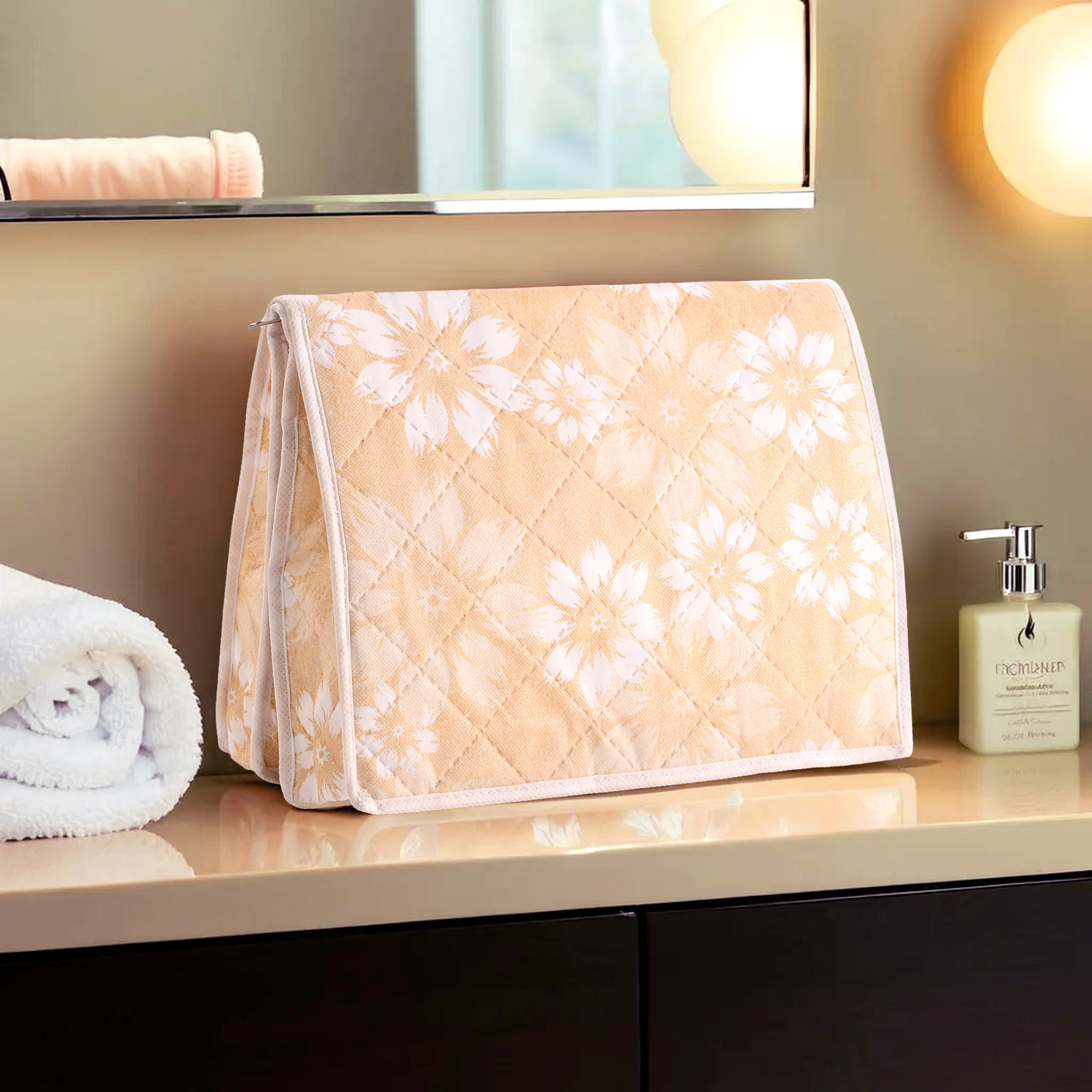 Travel Storage Organizer  Clothes Packing Cubes for Underwear-Socks-Bra-Panty-Jewellery  Undergarments Organizer  Travel Space Saver Storage Bags  Flower Quilted  XL  Golden