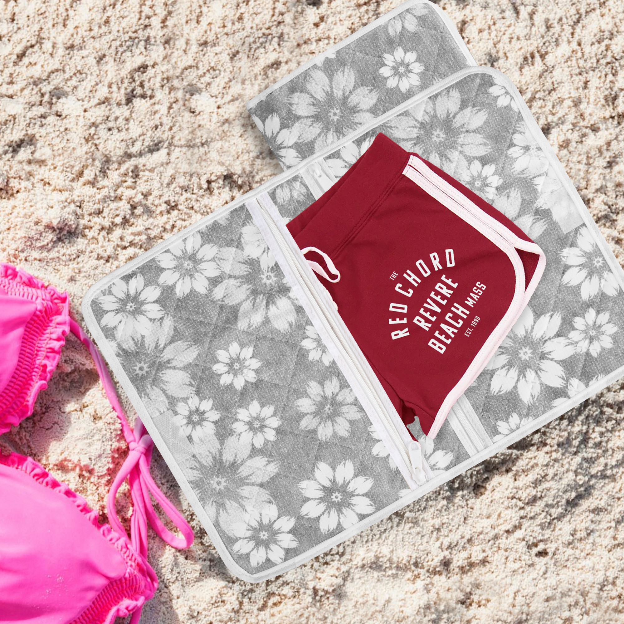 Travel Storage Organizer  Clothes Packing Cubes for Underwear-Socks-Bra-Panty-Jewellery  Undergarments Organizer  Travel Space Saver Storage Bags  Flower Quilted  Gray